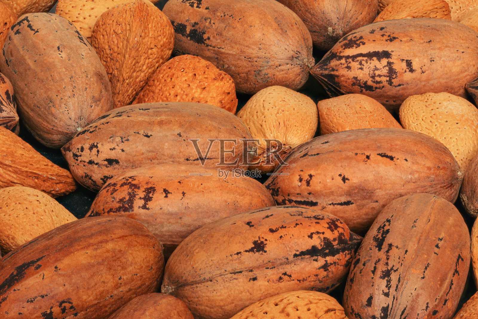 混合整个山核桃坚果和杏仁特写细节照片摄影图片