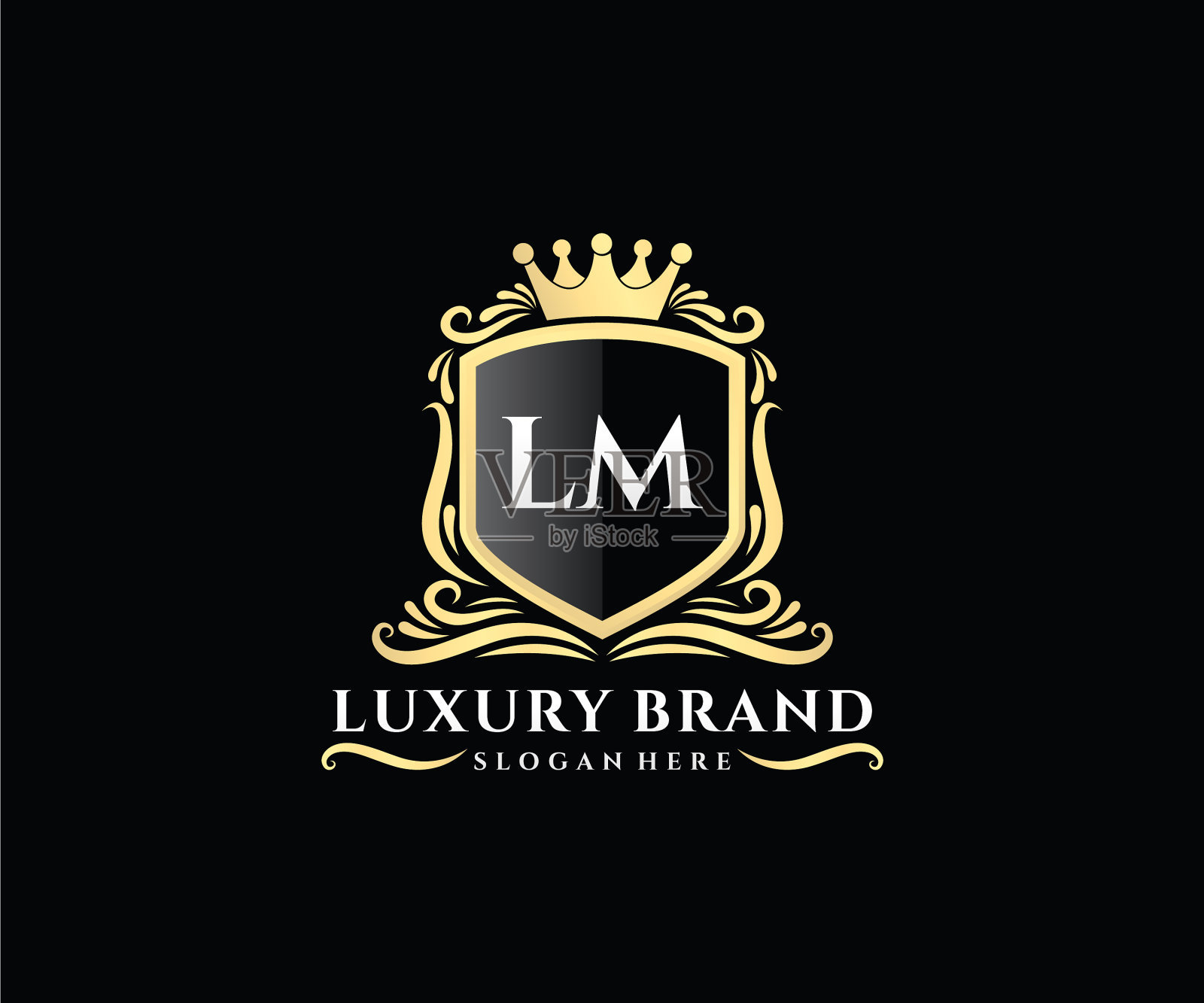 Lm首字母金字书法女性插画图片素材