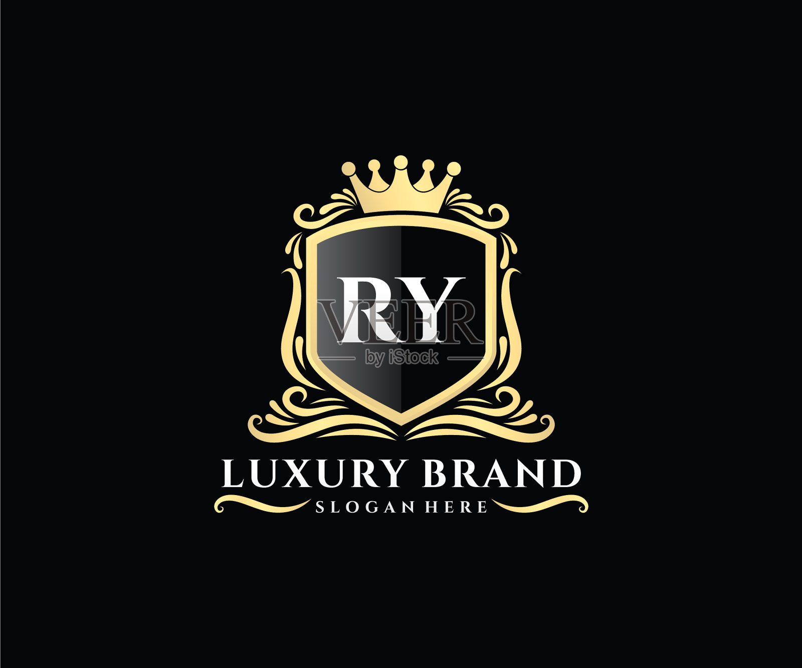 瑞首字母黄金书法女性插画图片素材