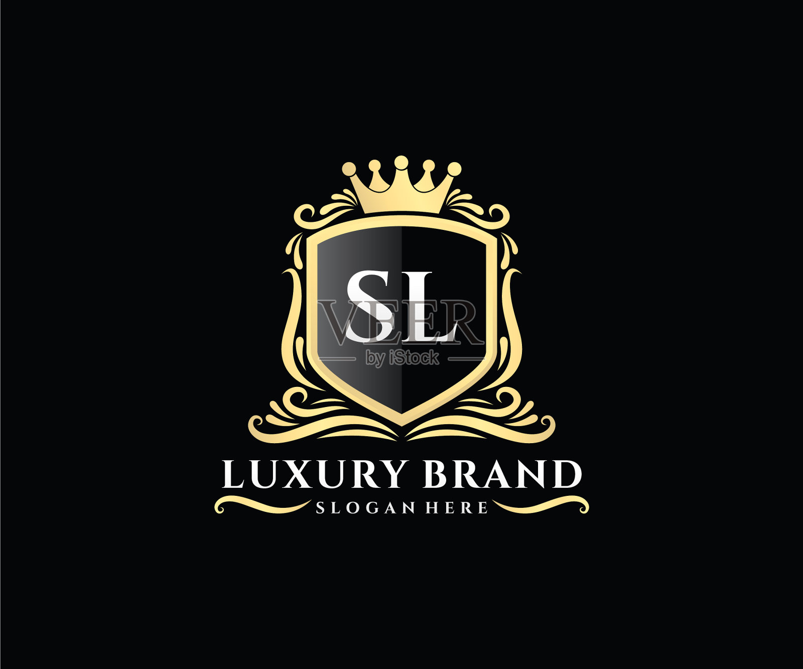 Sl首字母金女性书法插画图片素材