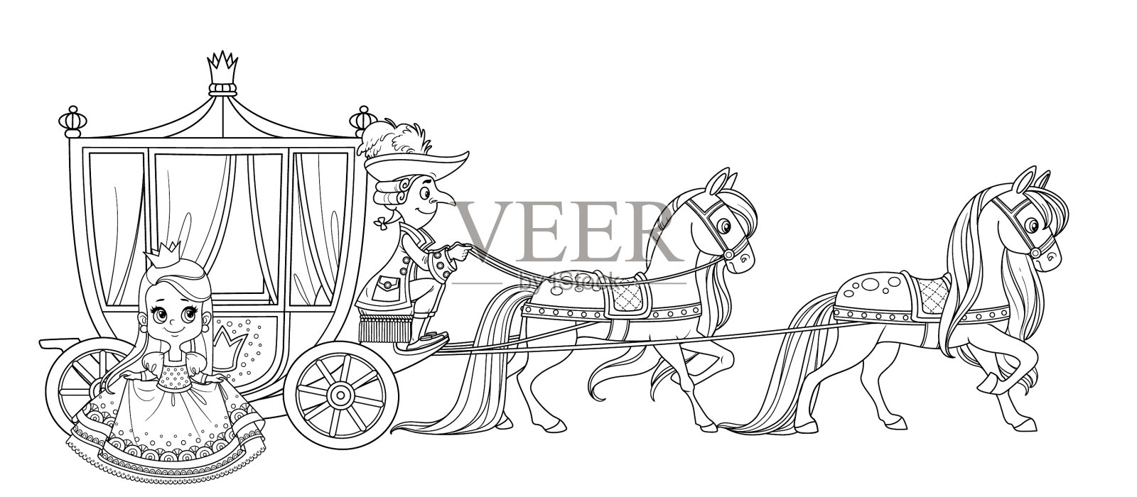 小公主下了马车插画图片素材