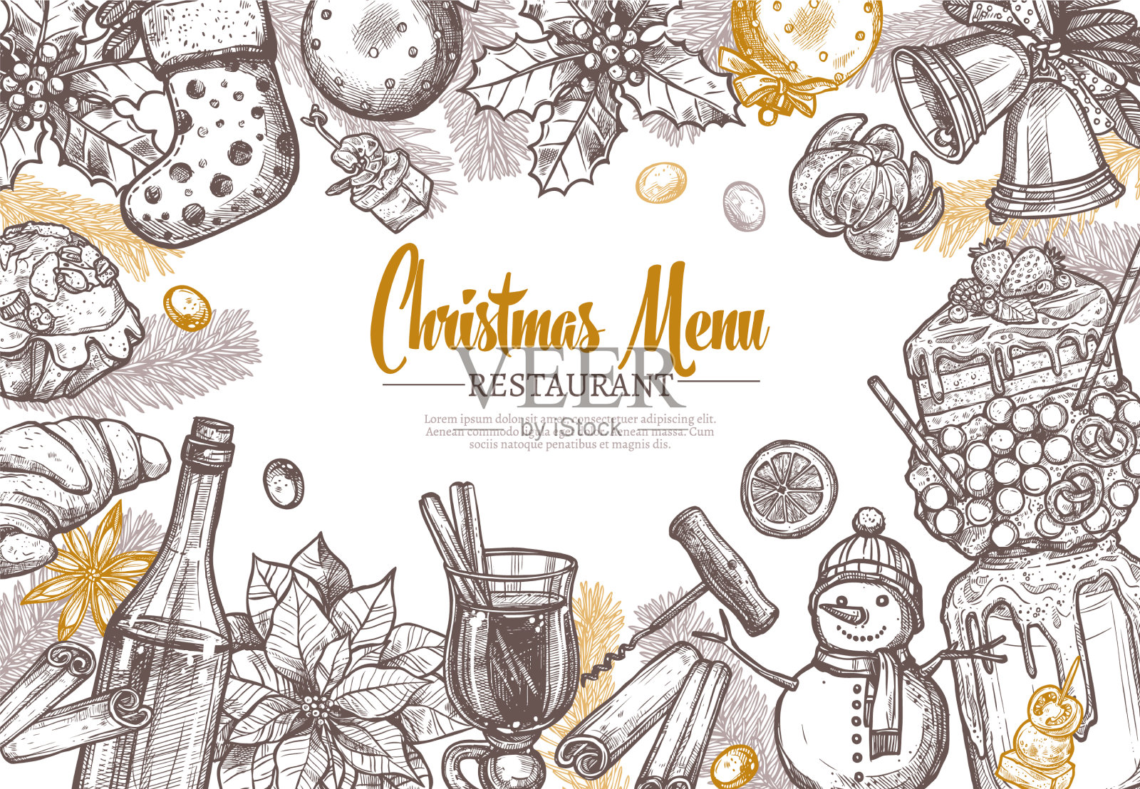 圣诞餐厅节日菜单模板设计模板素材
