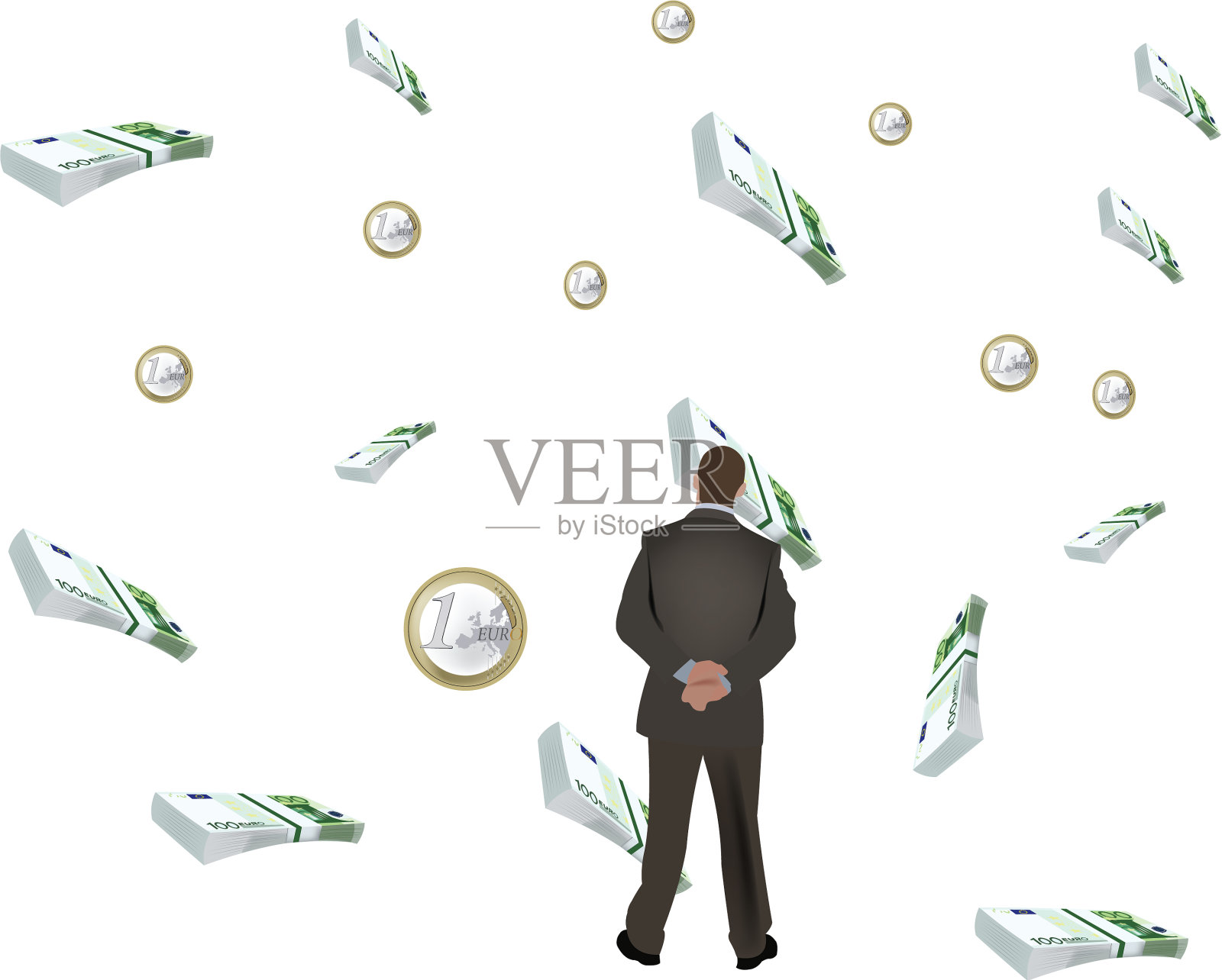 人类观看自由落体拼图插画图片素材