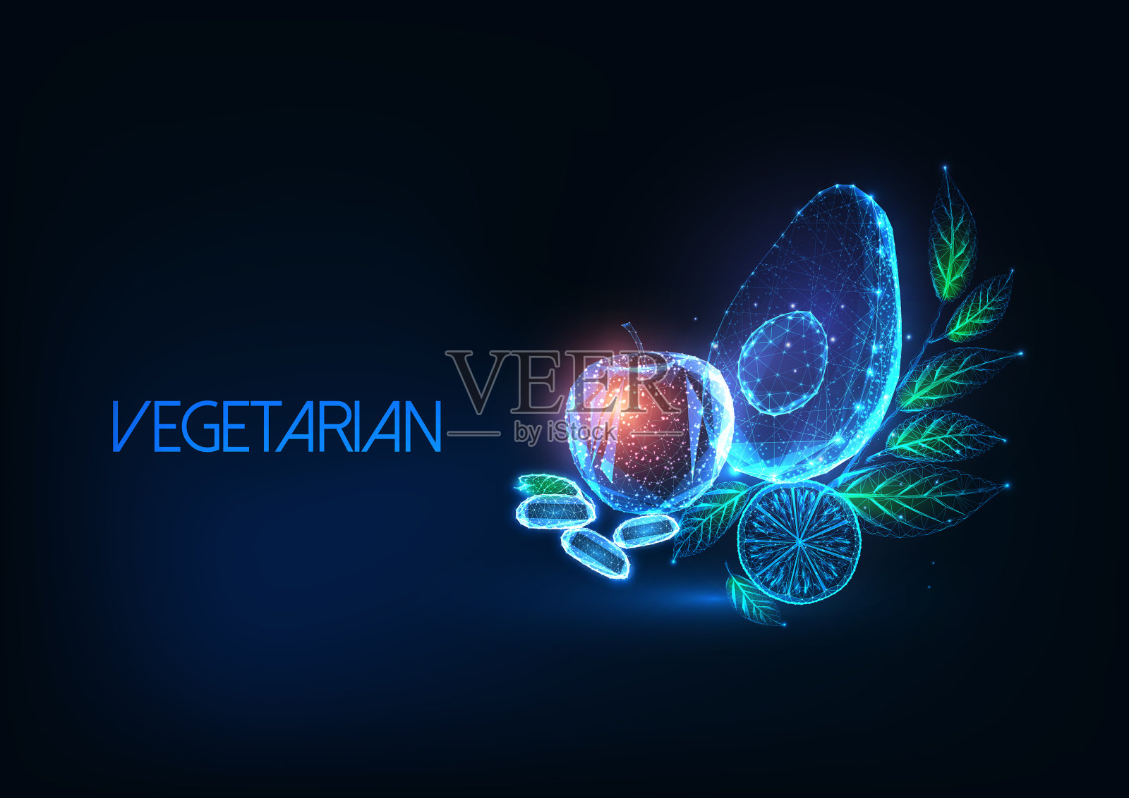 未来素食或纯素饮食概念插画图片素材