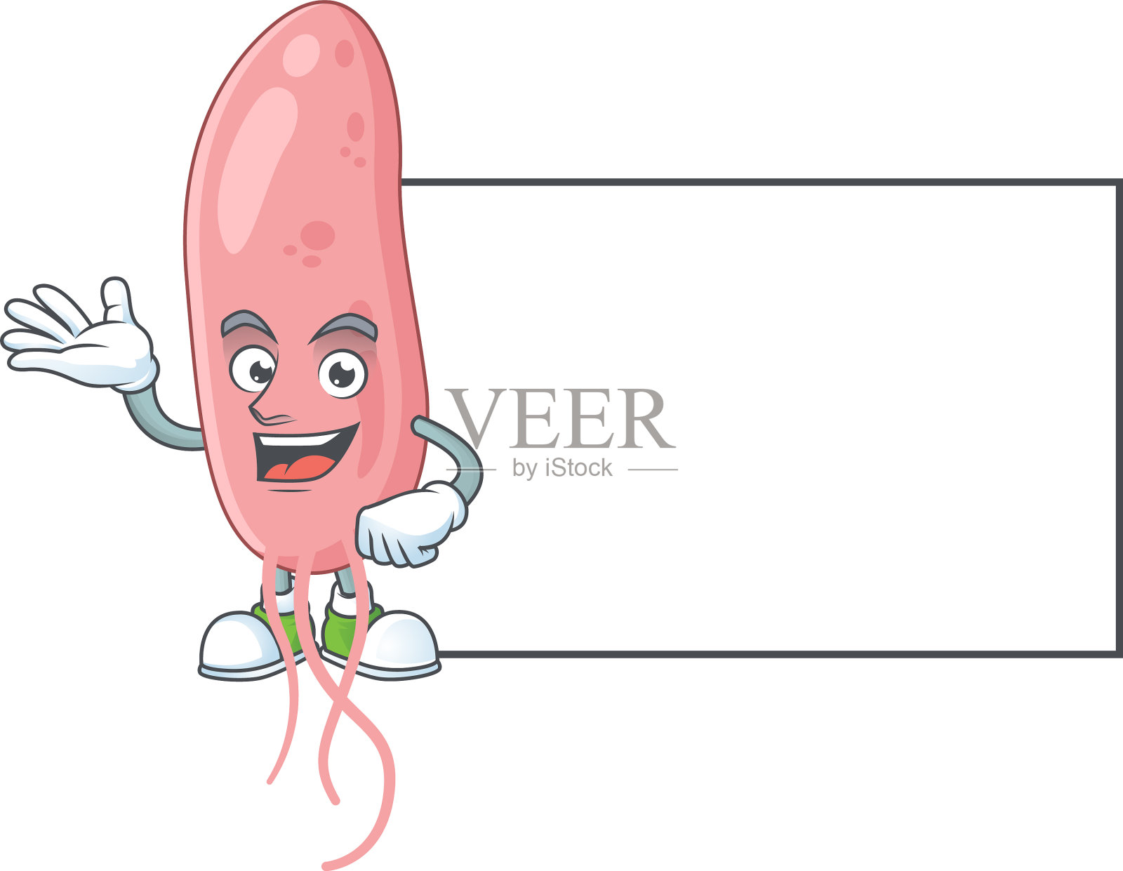 一个形象霍乱弧菌与董事会吉祥物设计插画图片素材