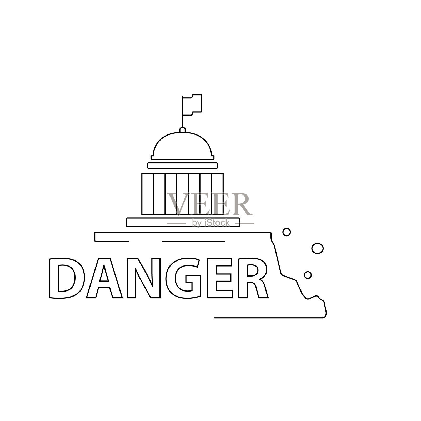 美国总统选举，白宫前的危险标志，国会，国会图标，共和党人和民主党人设计元素图片