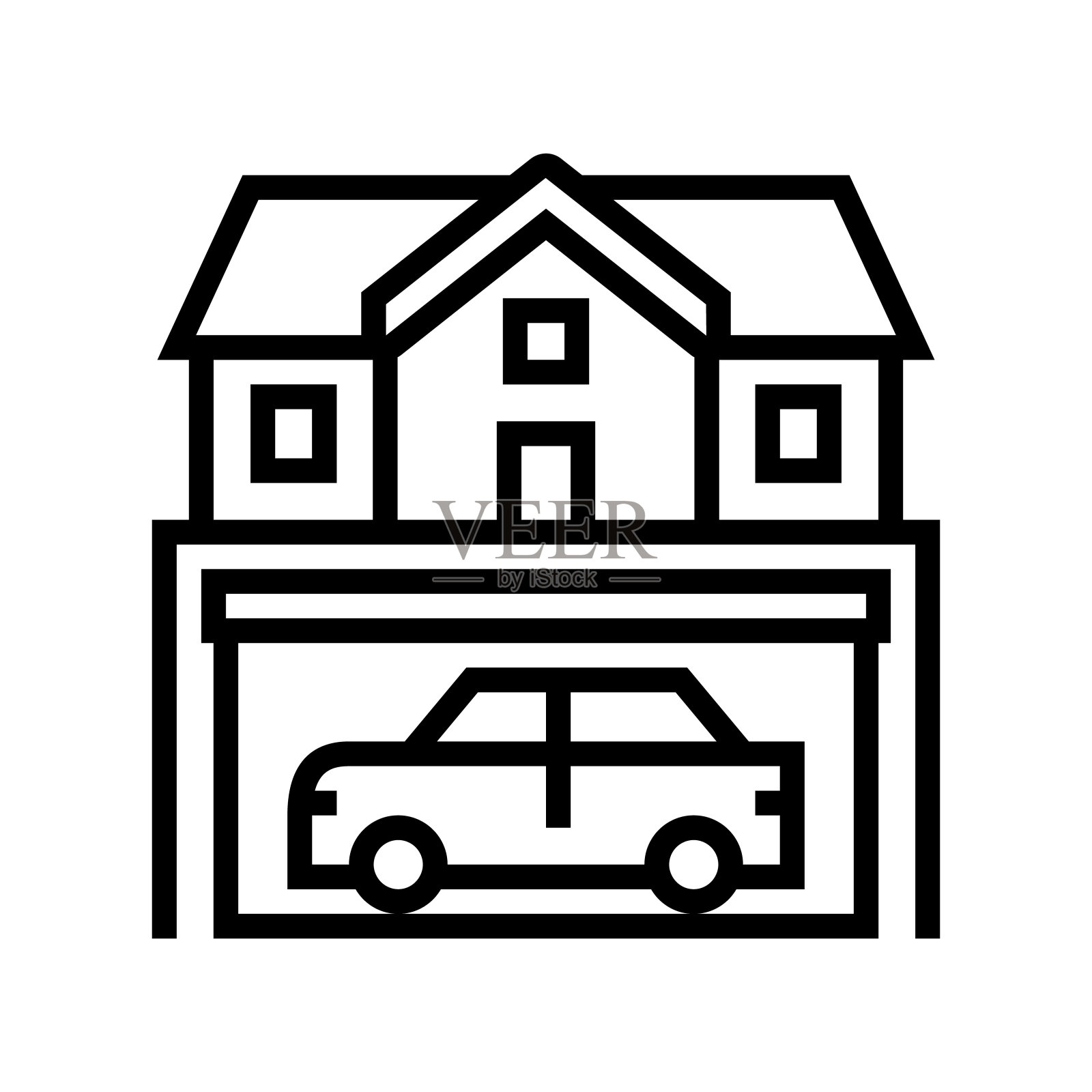 房子停车线图标矢量插图插画图片素材