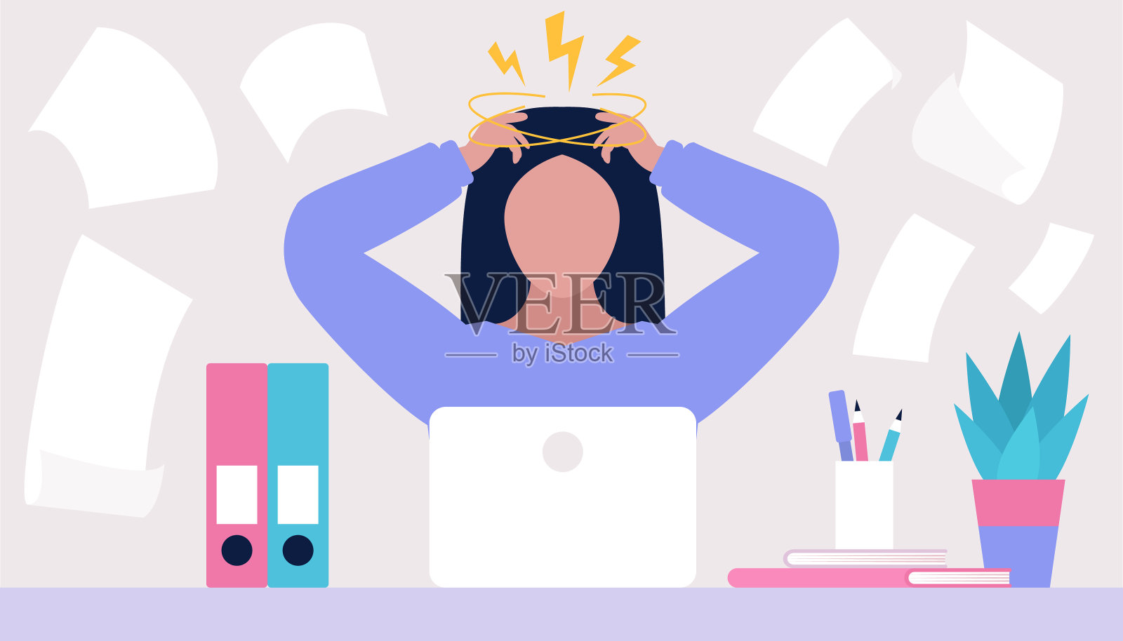 职业倦怠插画图片素材