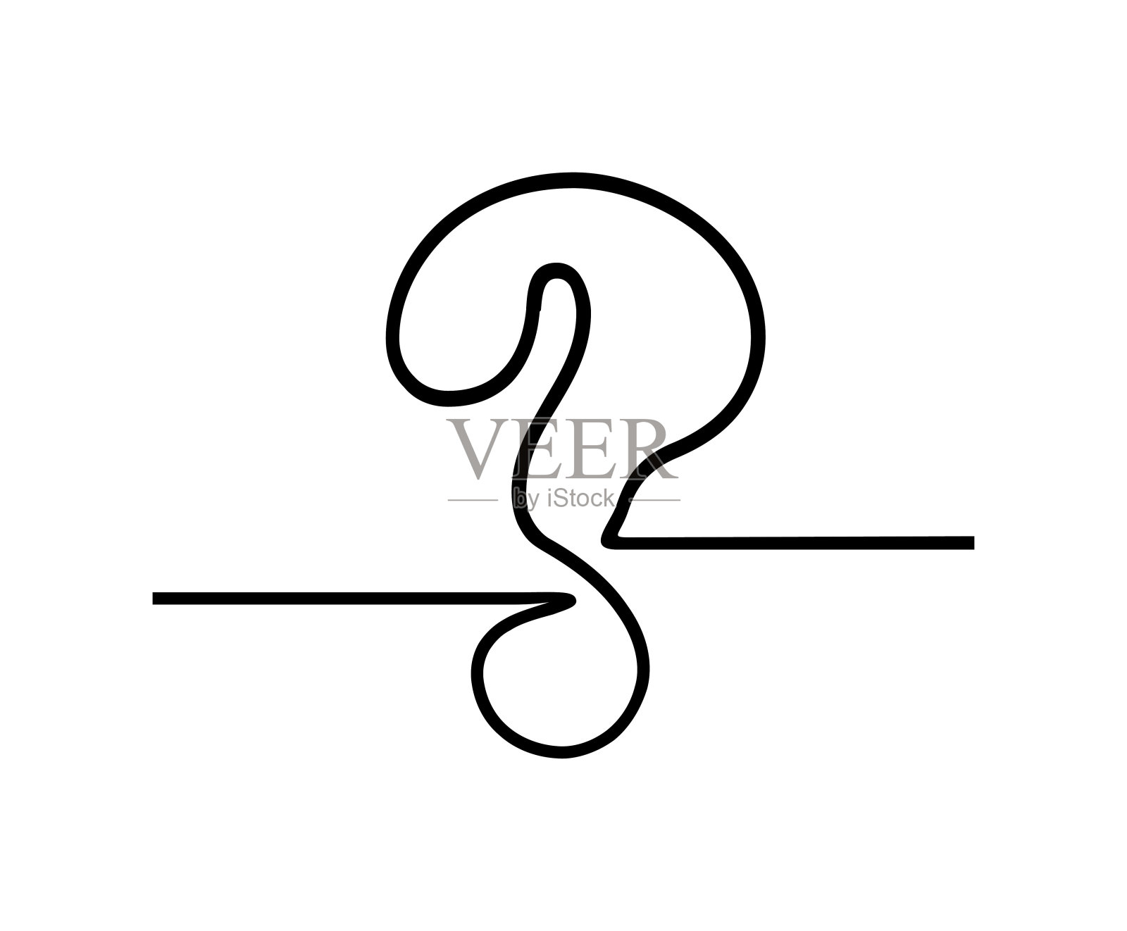 问号设计的连续线描。插画图片素材