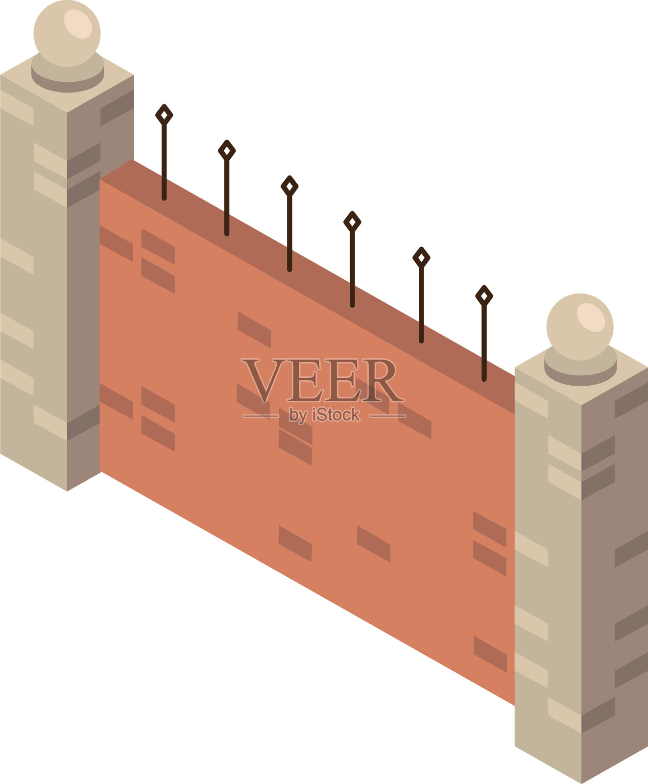墙公园等距风格图标设计元素图片