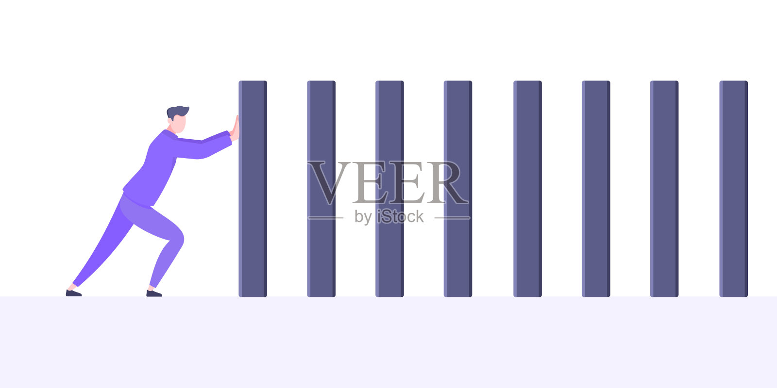 多米诺骨牌效应或业务弹性隐喻矢量插图概念。插画图片素材