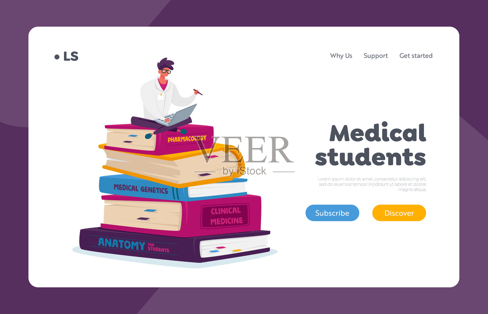 医学学生登陆页面模板很小插画图片素材