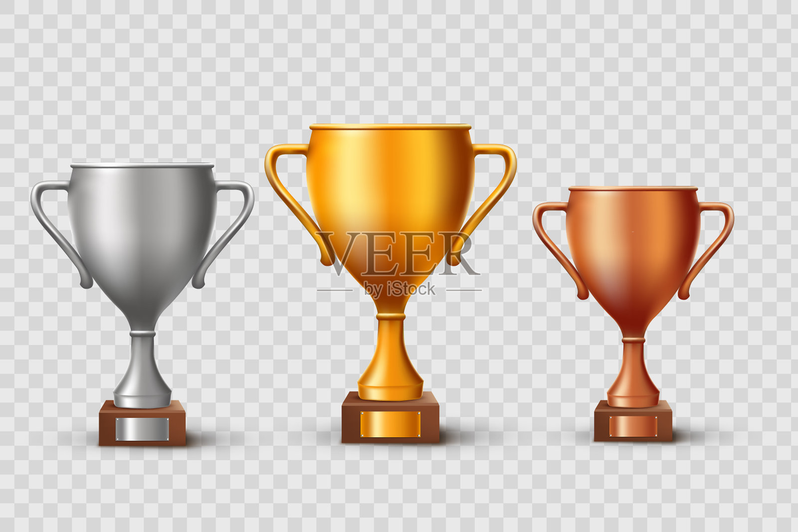 金、银、铜锦标赛奖杯插画图片素材