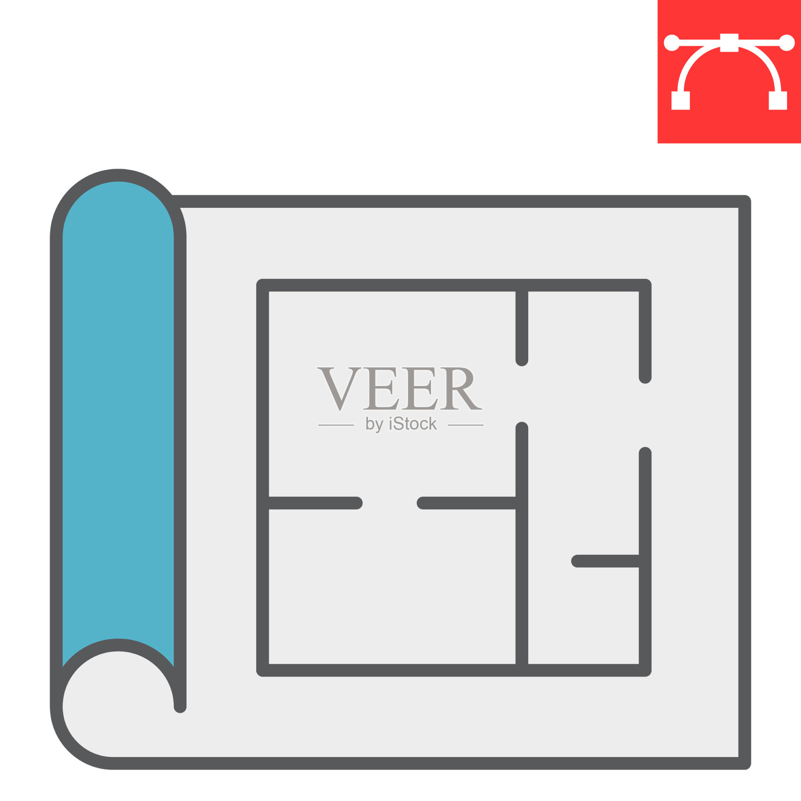 楼层平面图颜色线图标建筑和图标素材