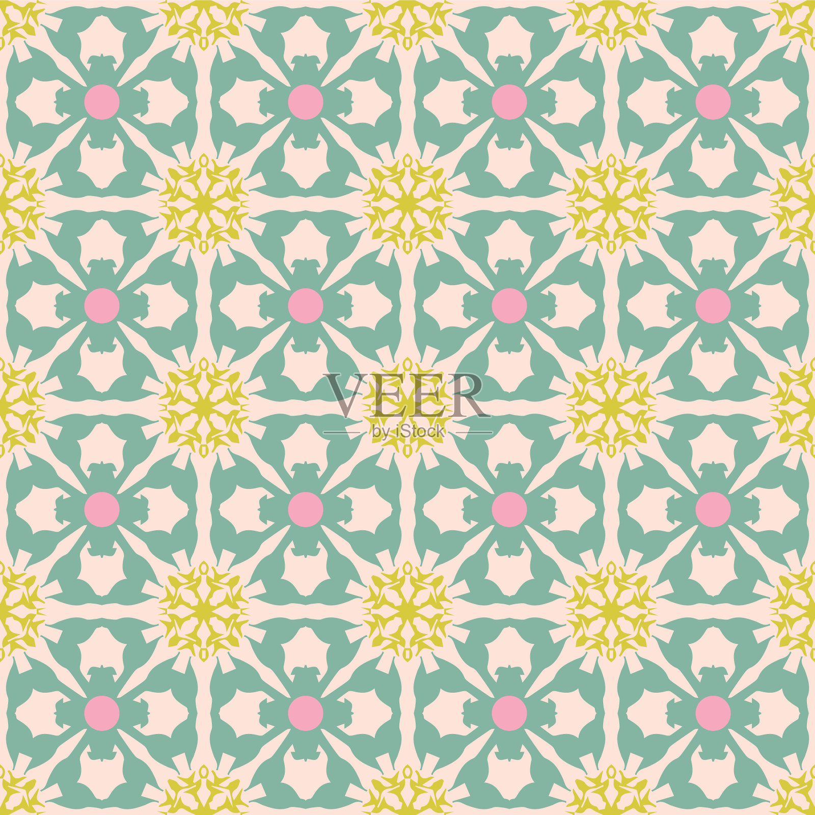 几何观赏性花卉民族无缝插画图片素材