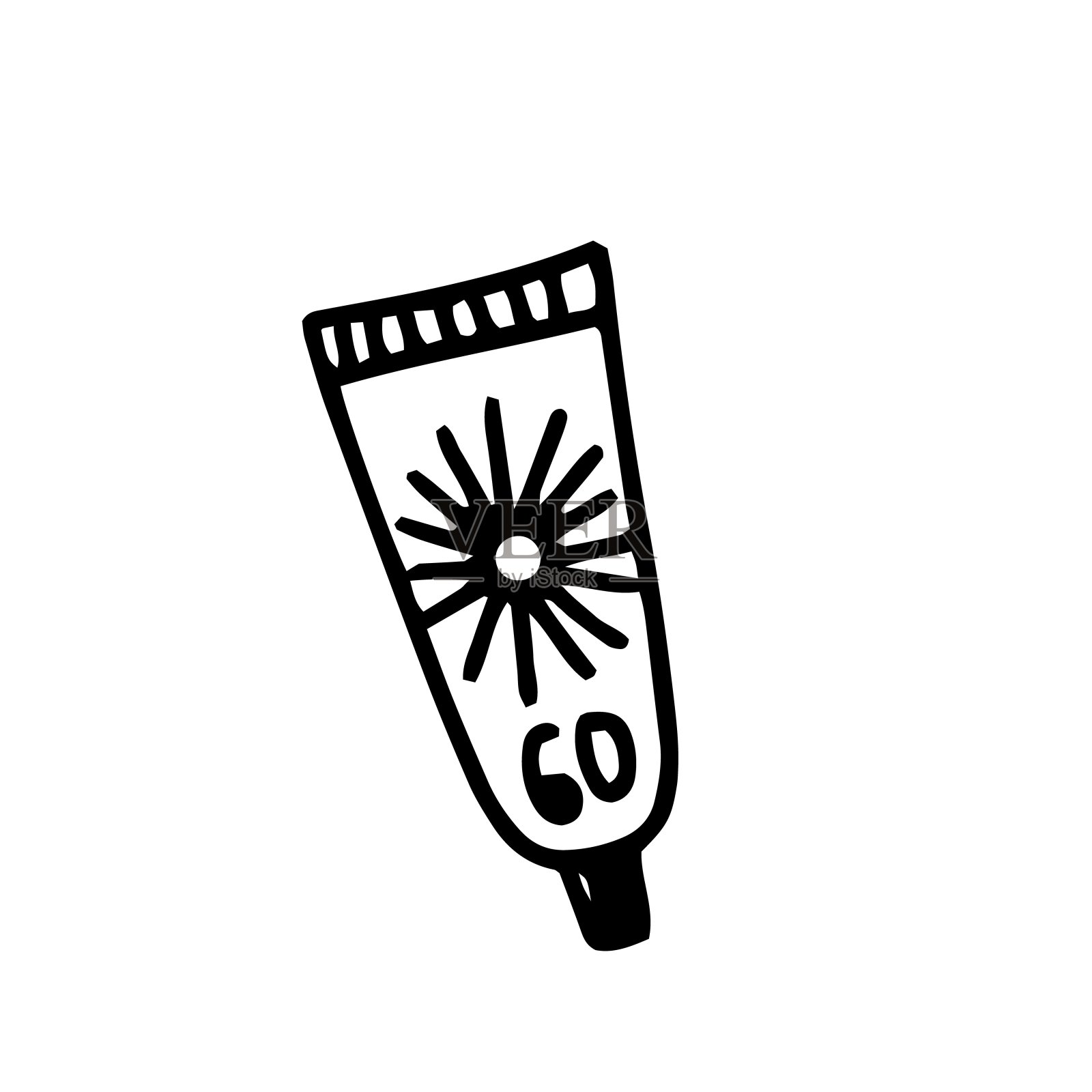 防晒霜涂鸦图标，防晒系数防晒乳液，手绘的防晒系数防晒乳液矢量图。插画图片素材