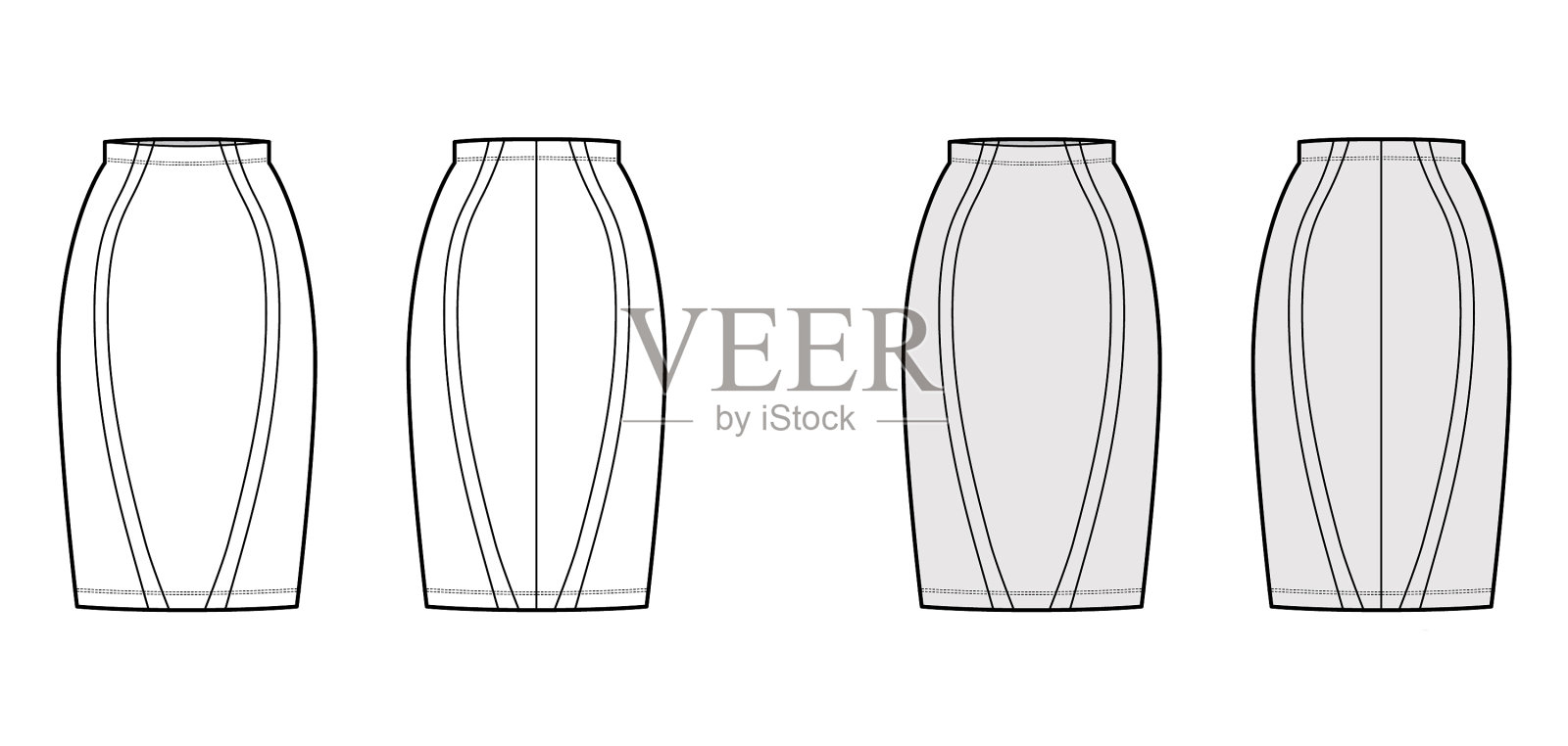 裙套技术时尚搭配插画图片素材