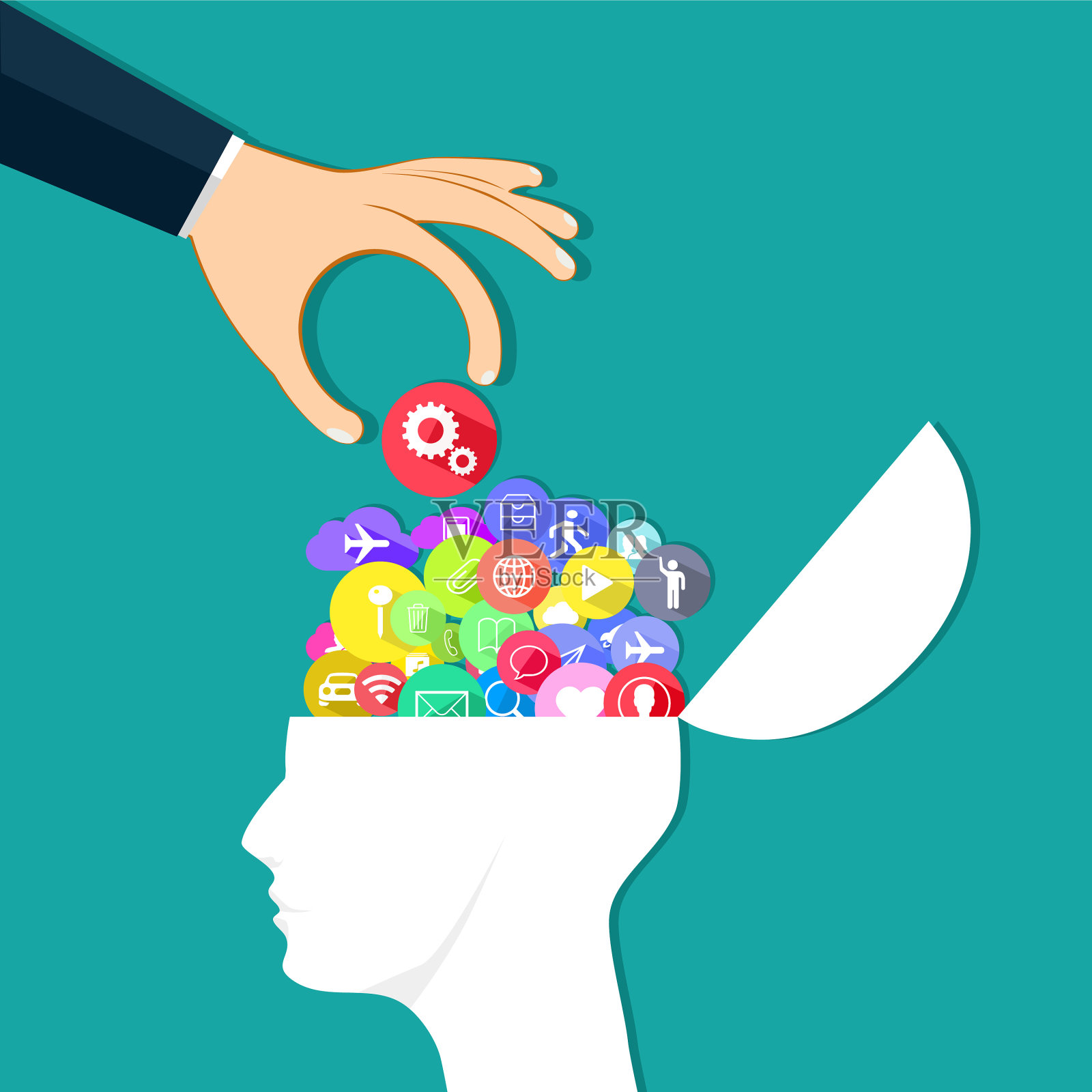 把信息和通信图标放入插画图片素材