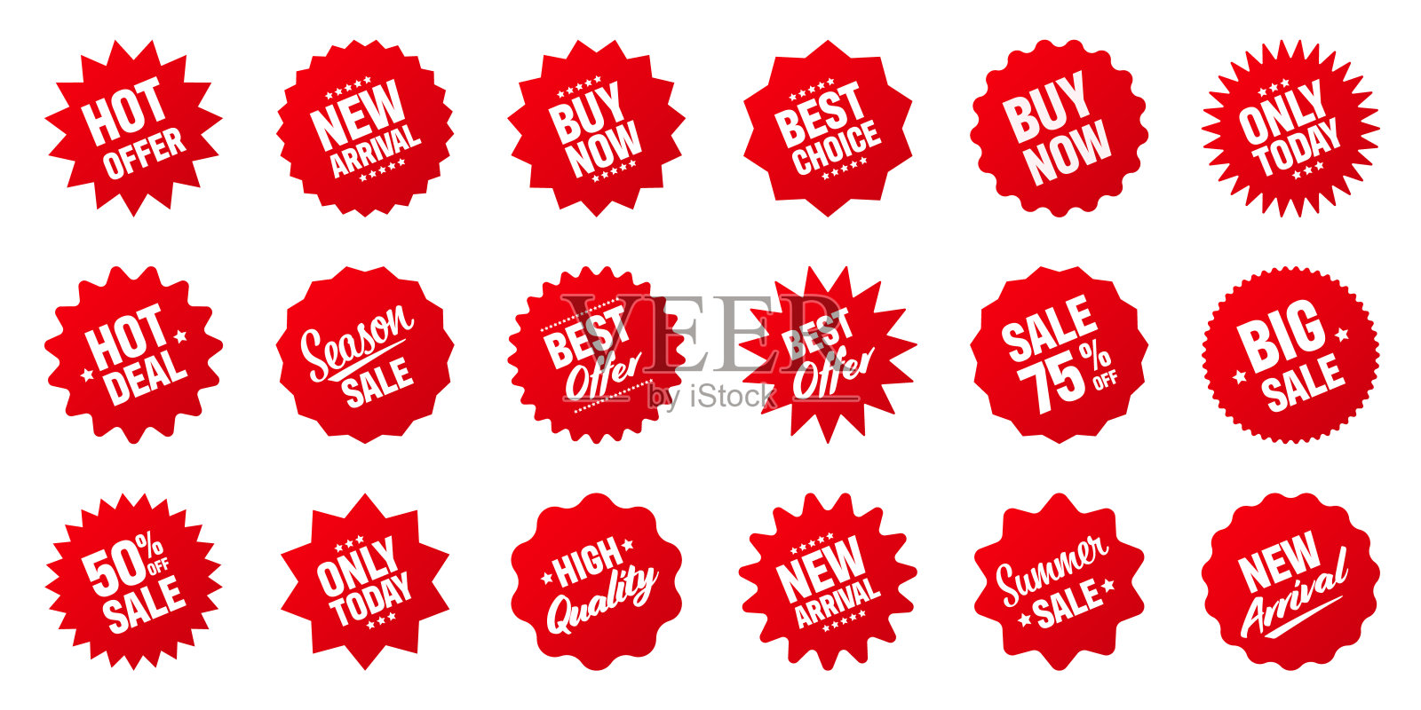 现实的红色倾斜价格标签收集。特价或购物折扣标签。零售贴纸。促销销售徽章。矢量图设计元素图片