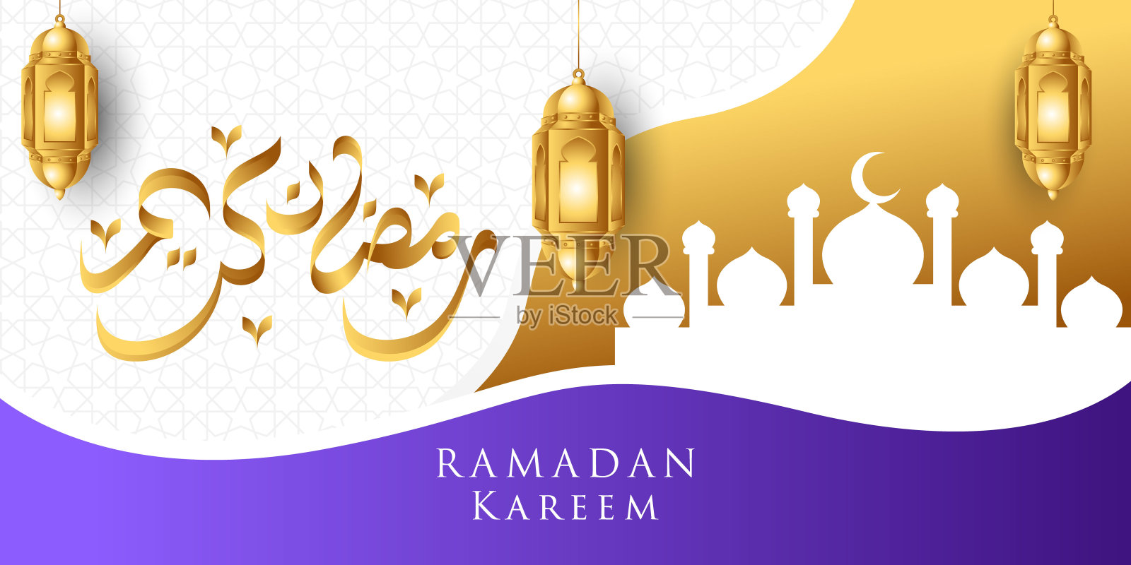 斋月卡里姆矢量背景插图。斋月背景与时尚的现实向量设计。斋月背景矢量模板横幅，贺卡，传单，邀请，海报设计。插画图片素材