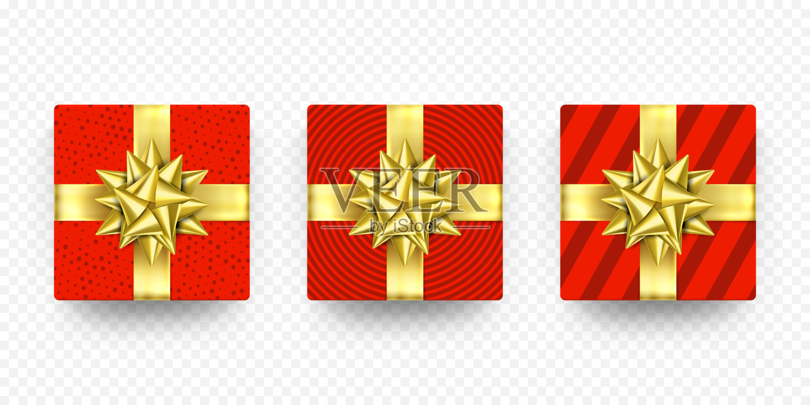 圣诞礼盒礼品红金色丝带蝴蝶结图标素材