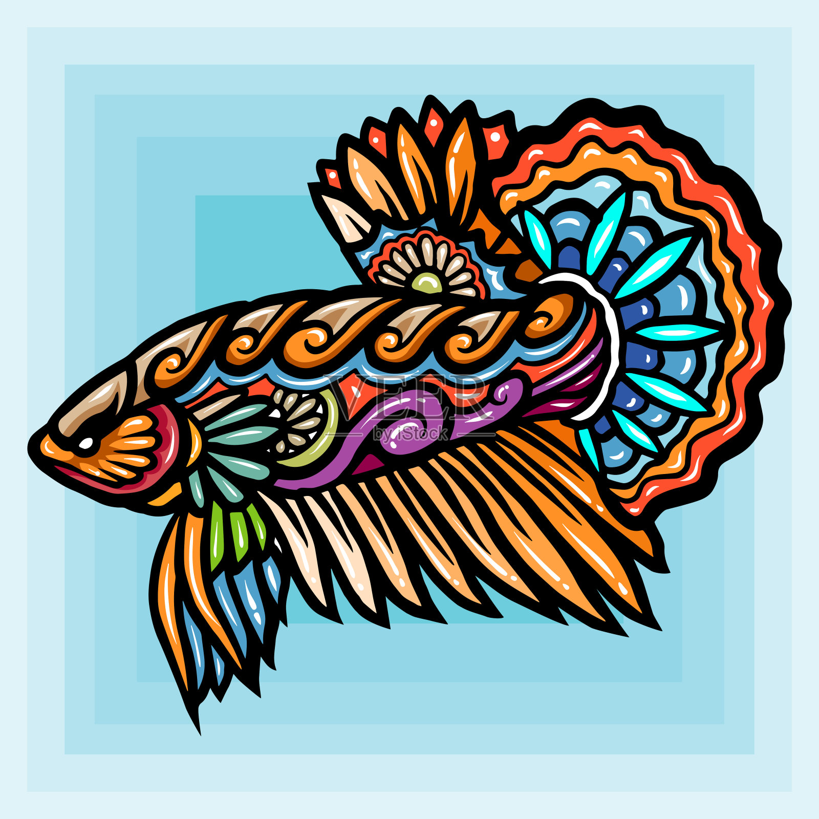 斗鱼吉祥物的艺术。标志设计插画图片素材