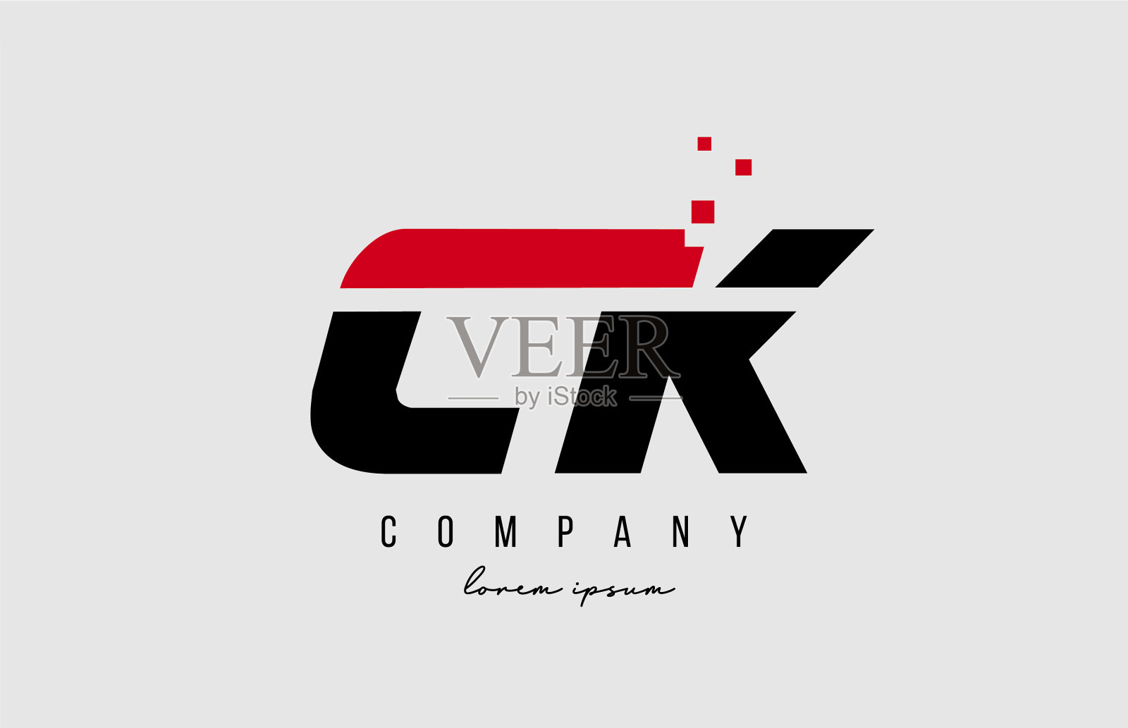 Ck字母k标志组合在红色字母插画图片素材