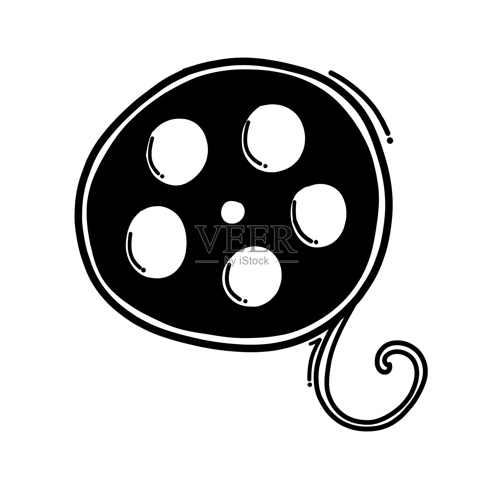 胶片卷轴涂鸦矢量图标。手绘素描插图eps10插画图片素材