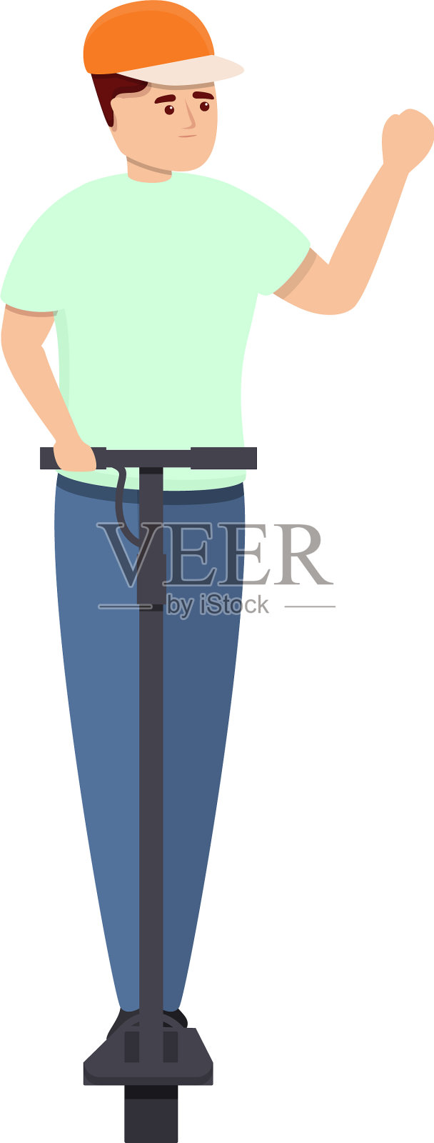 孩子在电动踏板车图标卡通风格设计元素图片