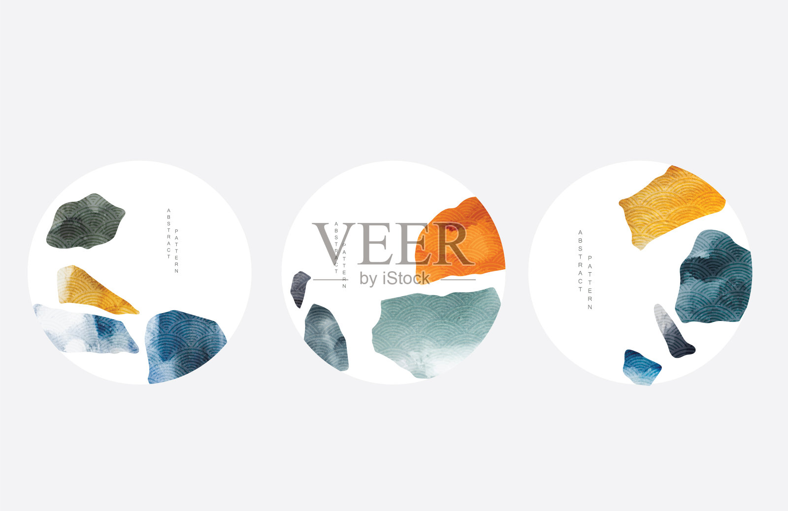 抽象背景与日本波模式插画图片素材