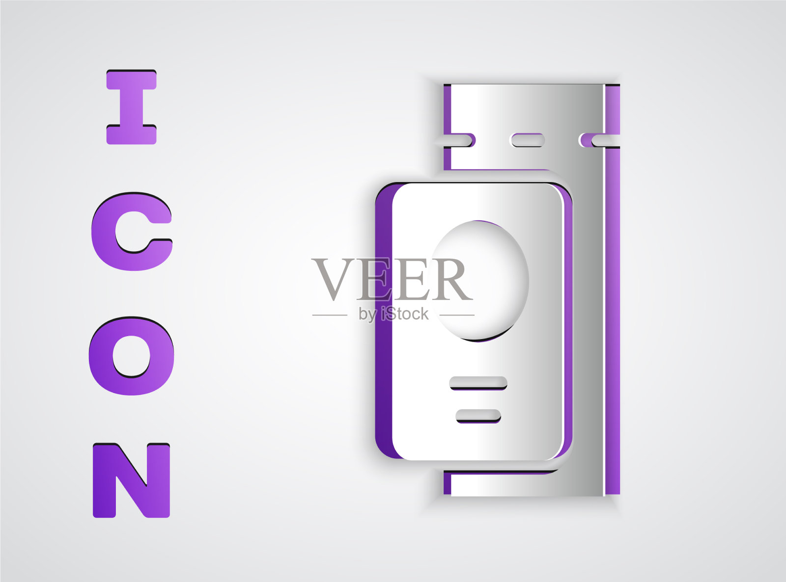 剪纸护照与票图标孤立图标素材