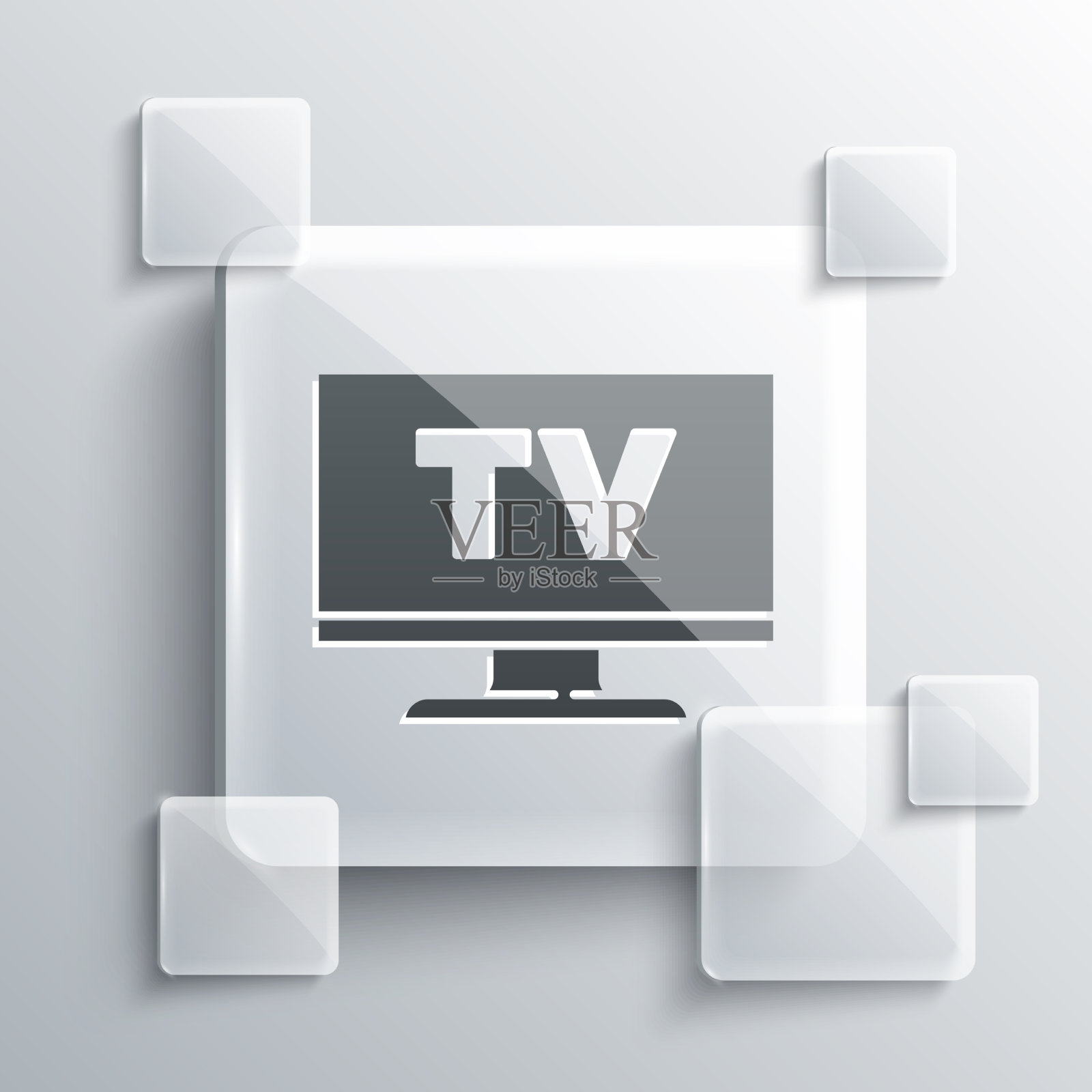 灰色智能电视图标孤立在灰色背景插画图片素材