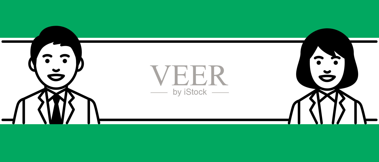 线框有商人和女商人。矢量插图。插画图片素材