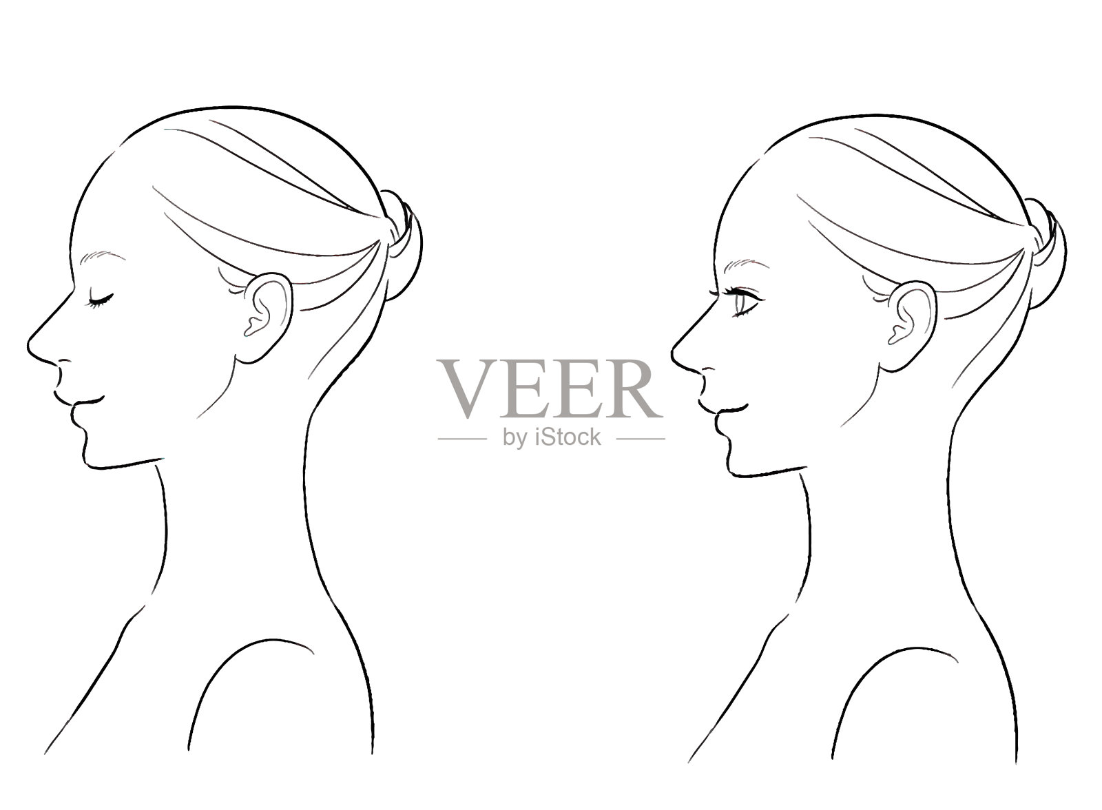 女人脸部的侧面图插画图片素材