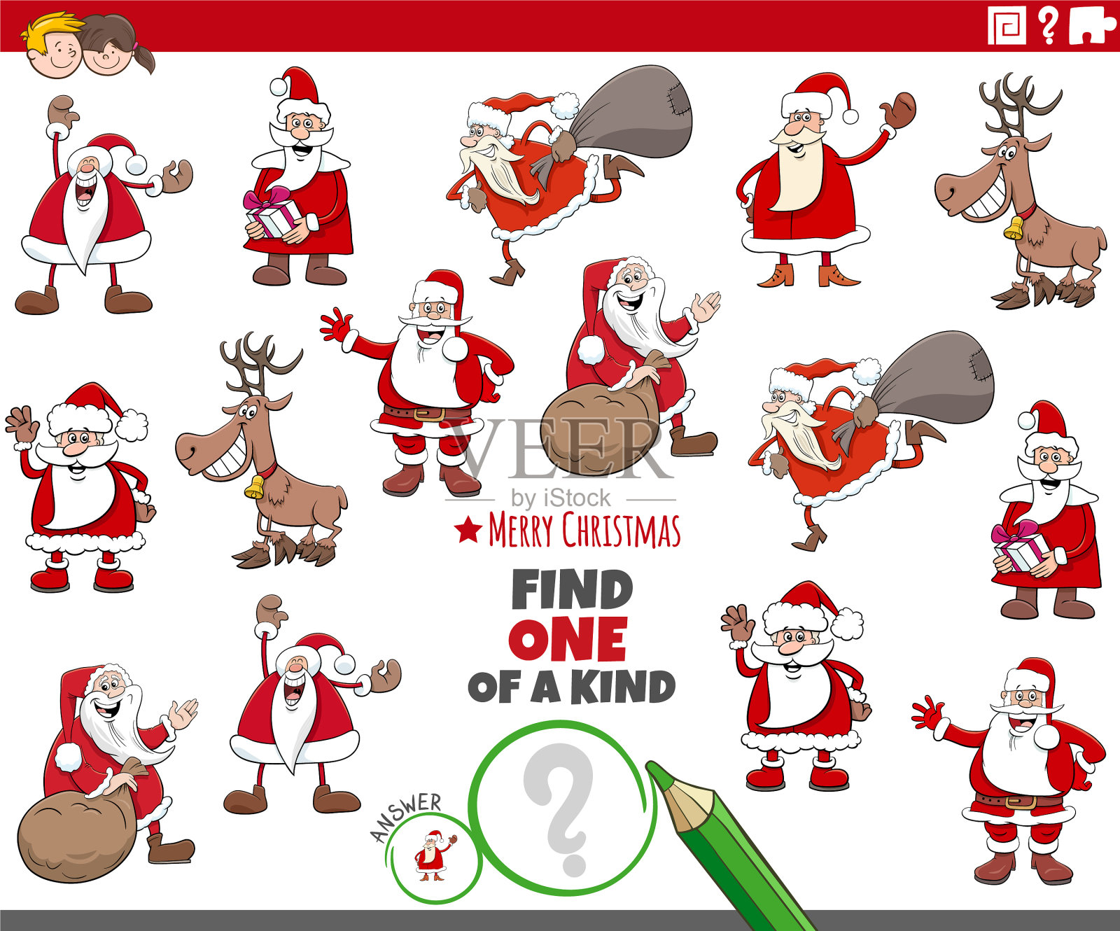 一款适合孩子们圣诞节玩的游戏插画图片素材