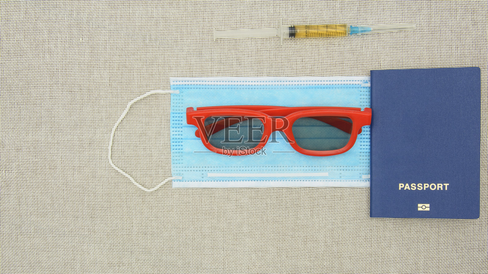 冠状病毒近距离医学疫苗、冠状病毒19、疫苗接种、注射、注射器、医用口罩照片摄影图片