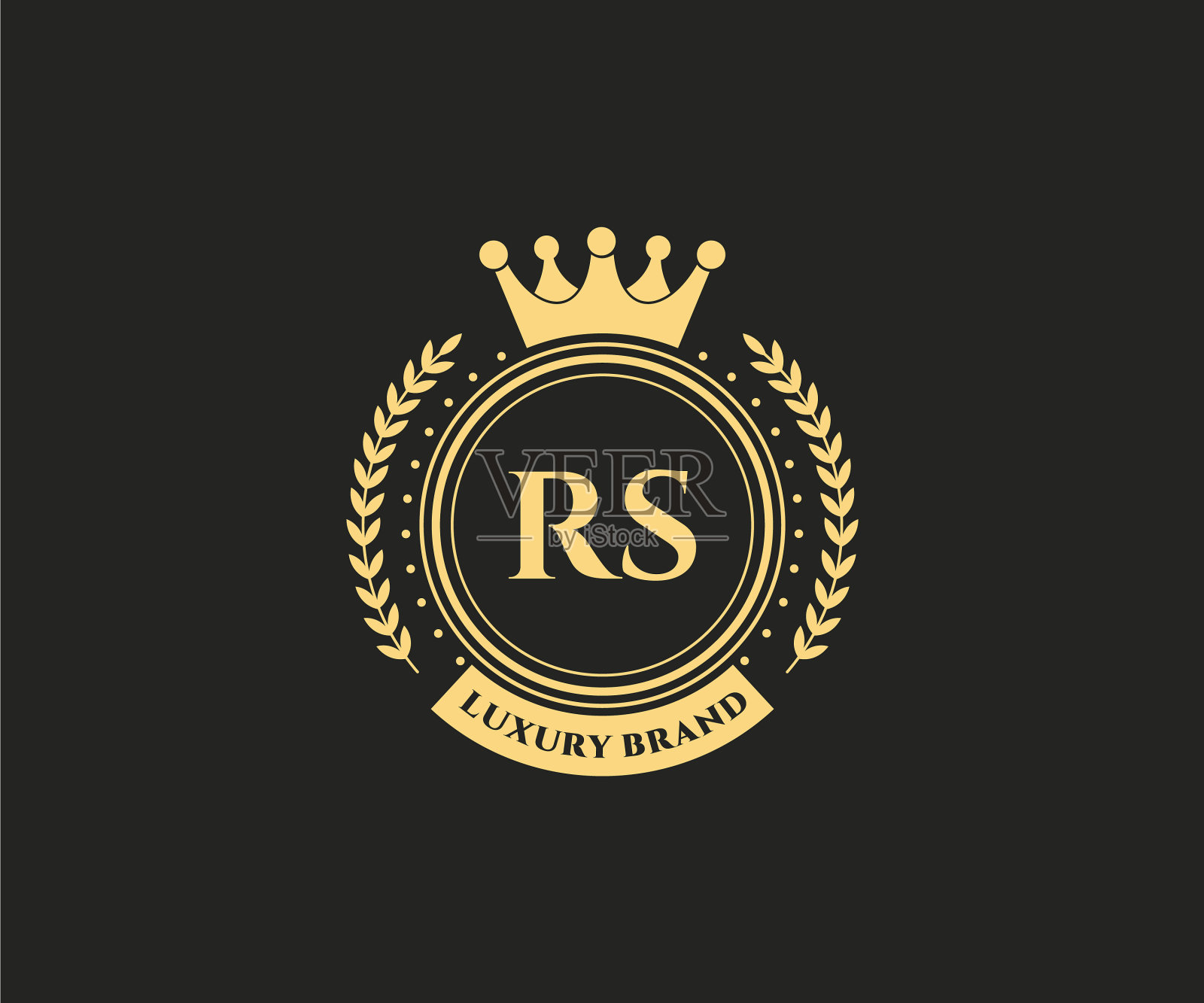 Rs首字母金书法女性插画图片素材