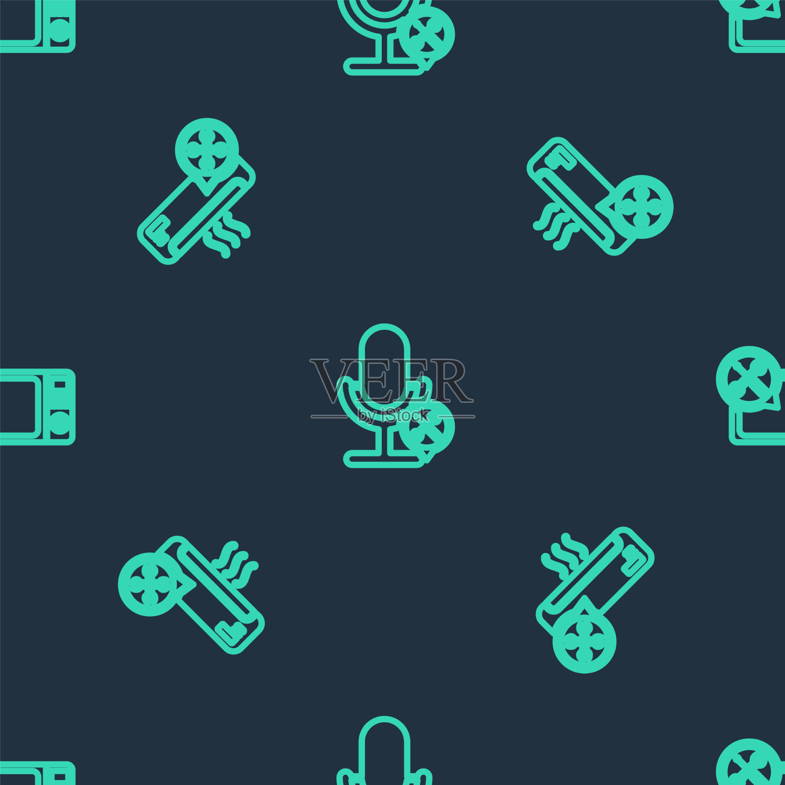 设置线路麦克风服务空调和图标素材