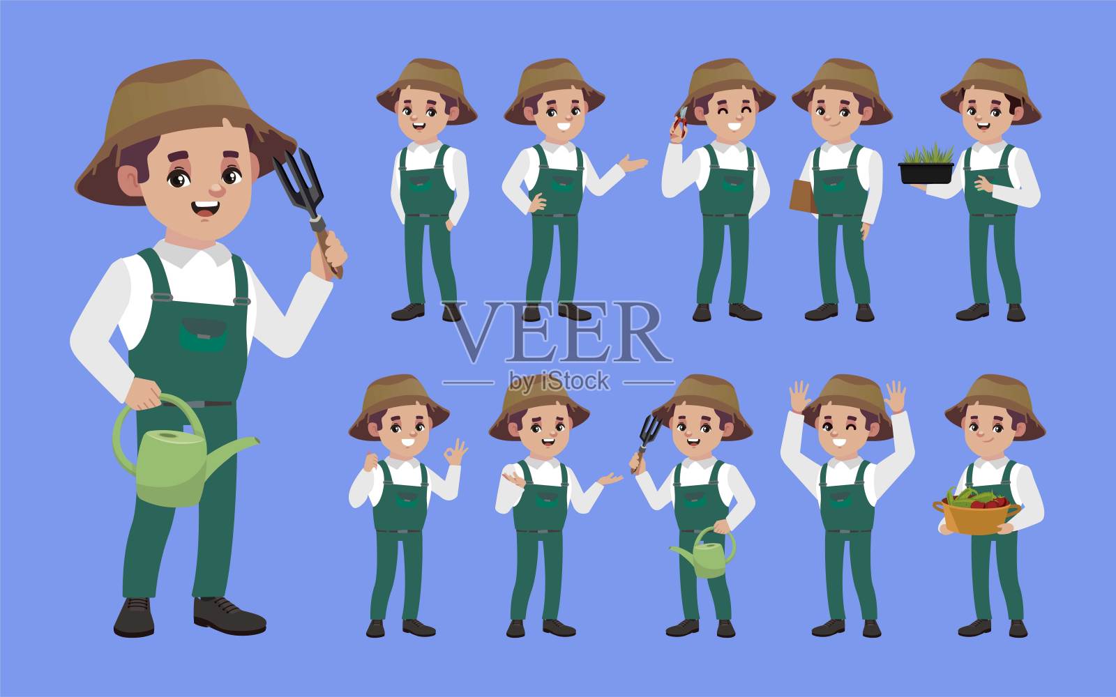 一组不同姿势的农民设计元素图片