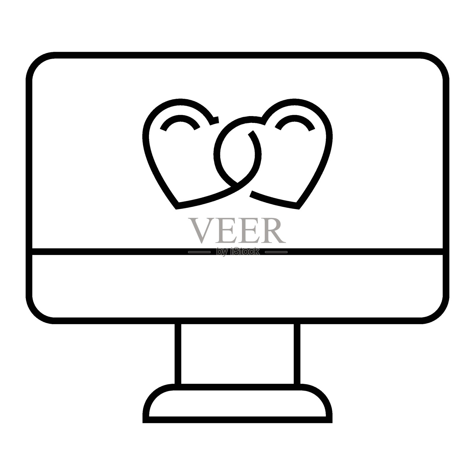 虚拟爱情和浪漫矢量图标设计，网上聊天的白色背景插画图片素材