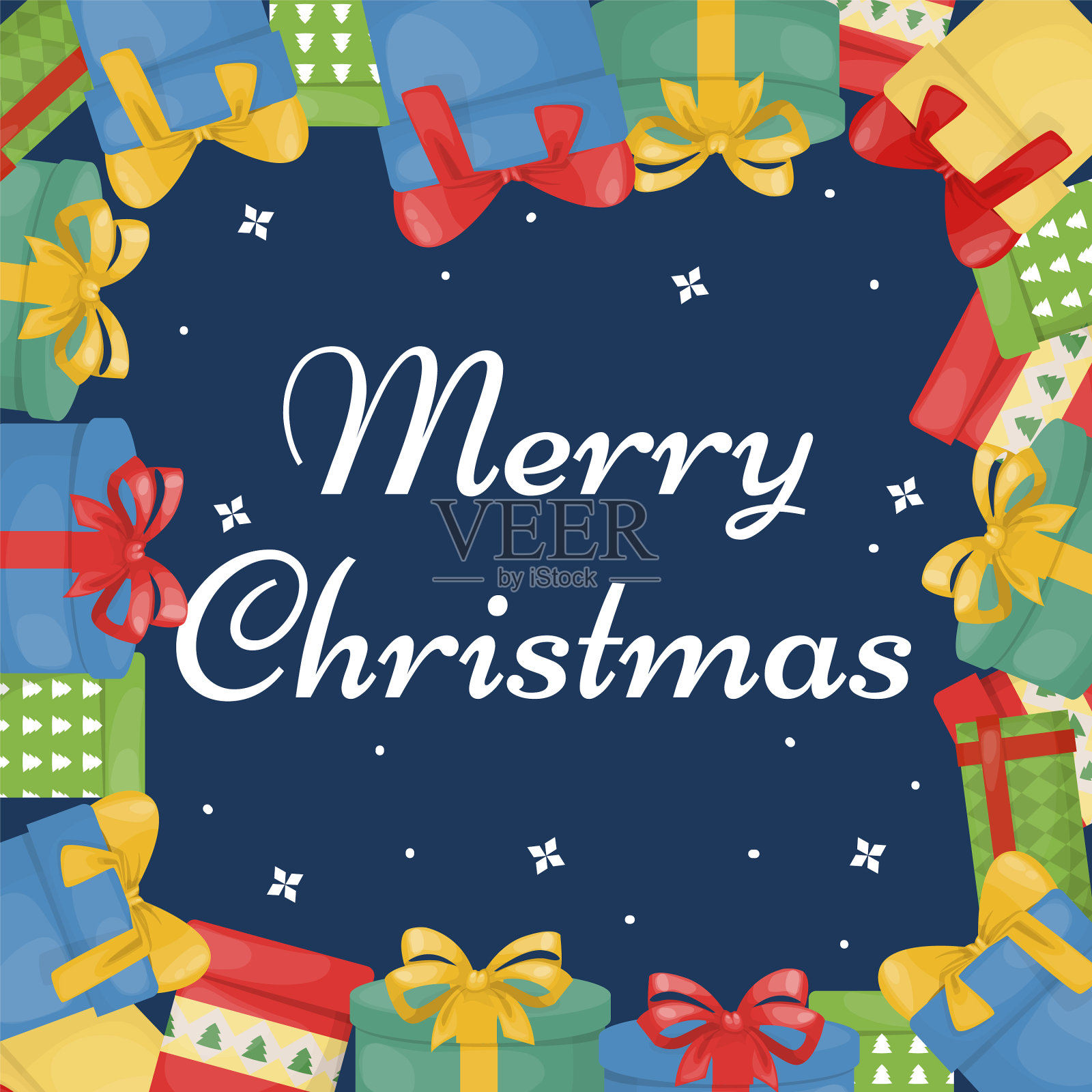 圣诞贺卡和礼品盒，祝福新年插画图片素材