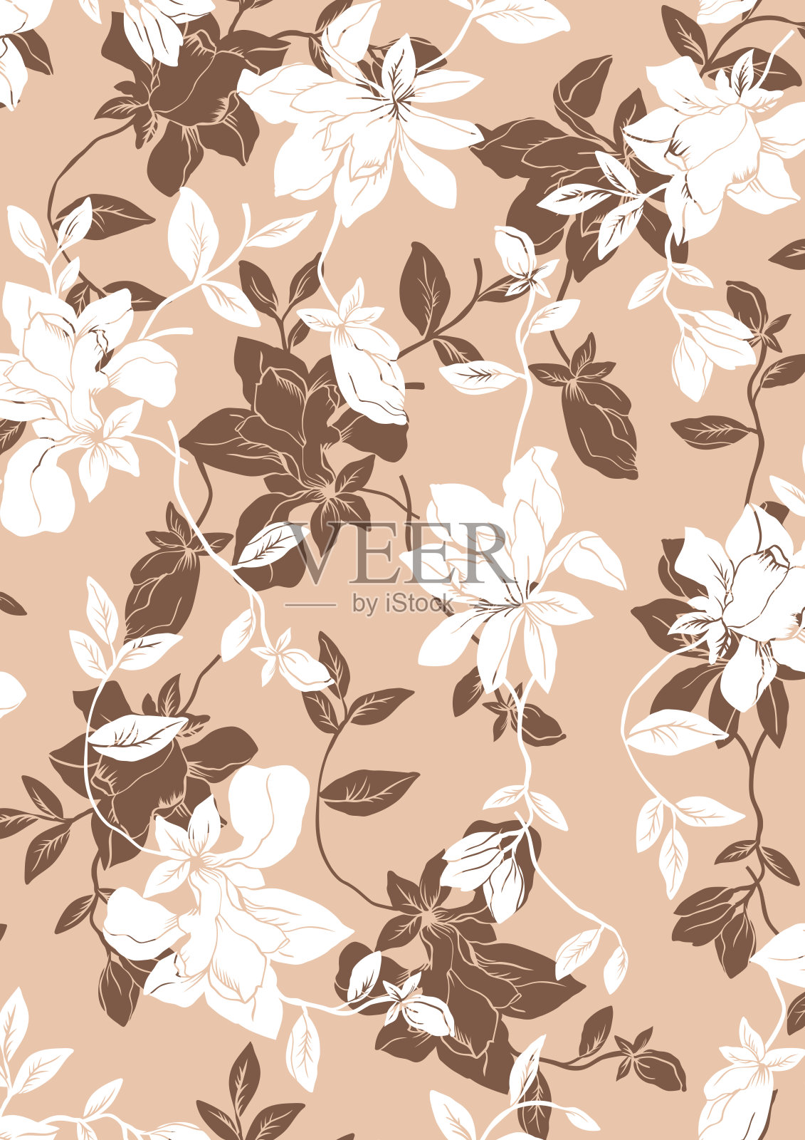 无缝花纹理图案，花效果印花。插画图片素材