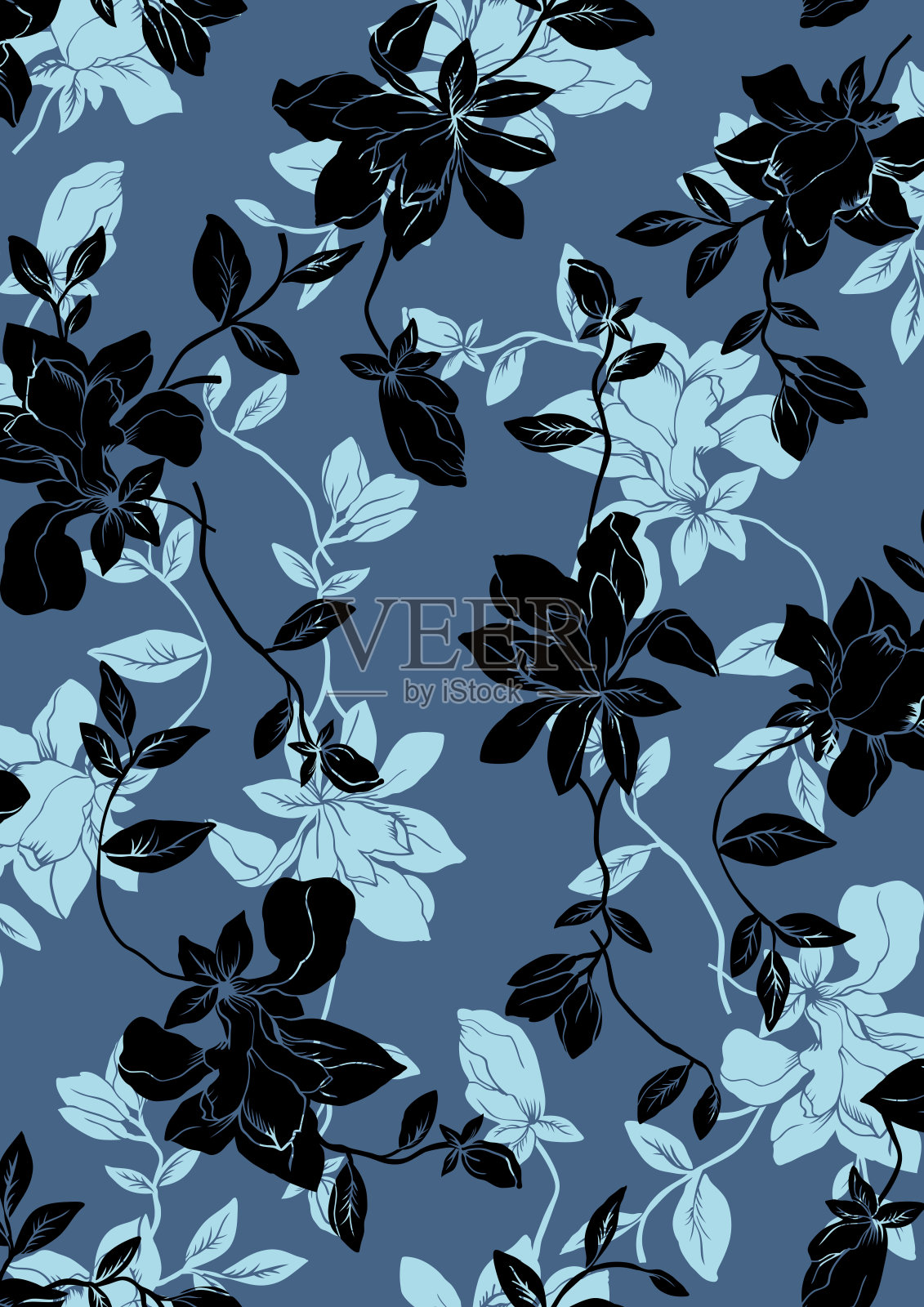 无缝花纹理图案，花效果印花。插画图片素材