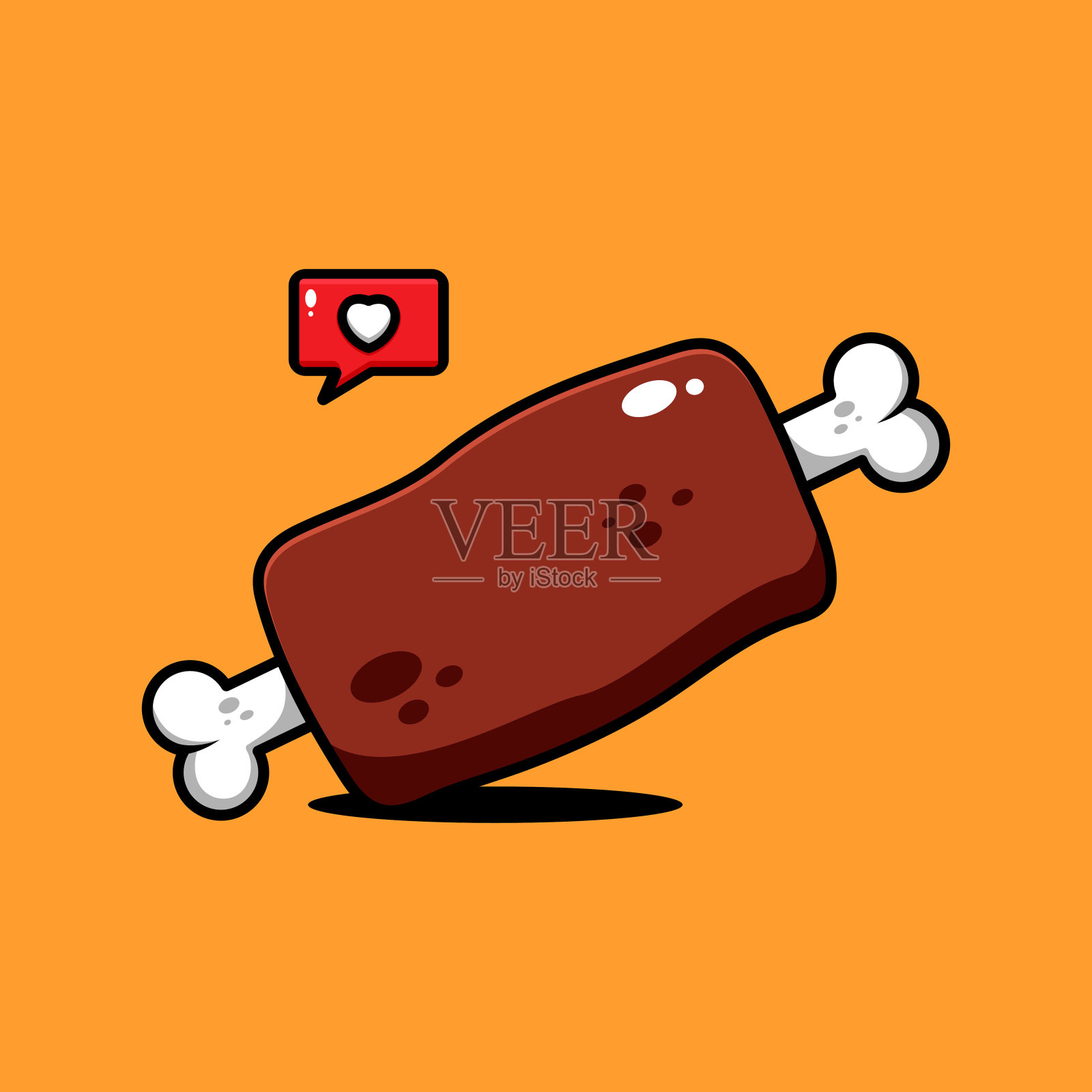 矢量美味肉插画设计。美味的肉设计与一个轮廓适合贴纸，图标，吉祥物，标志，剪贴艺术，和其他图形用途插画图片素材