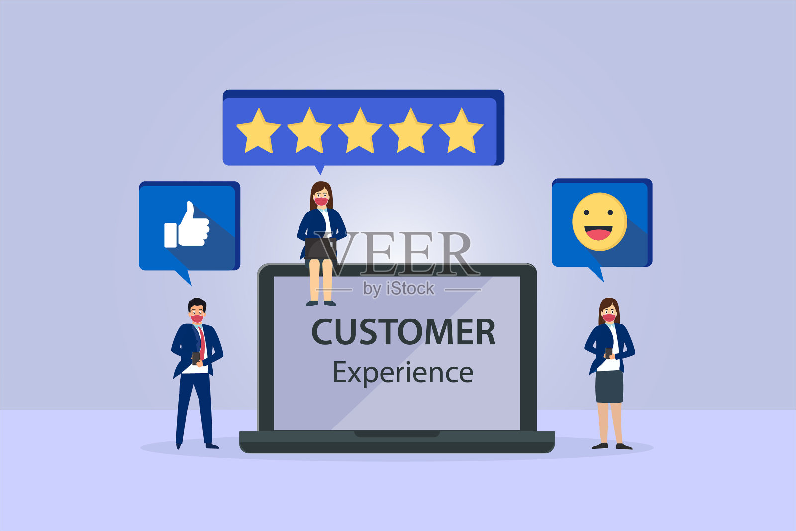 人们对客户体验给出了最好的评价插画图片素材