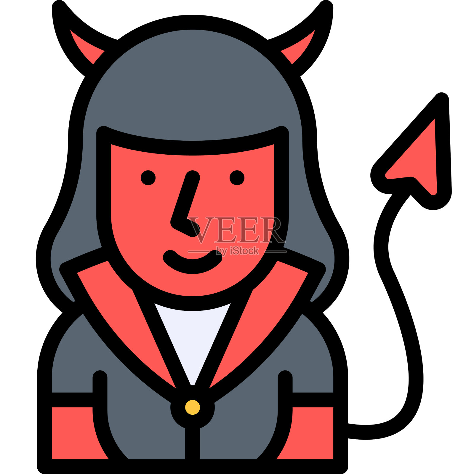 魔鬼女孩服装偶像万圣节化妆舞会插画图片素材