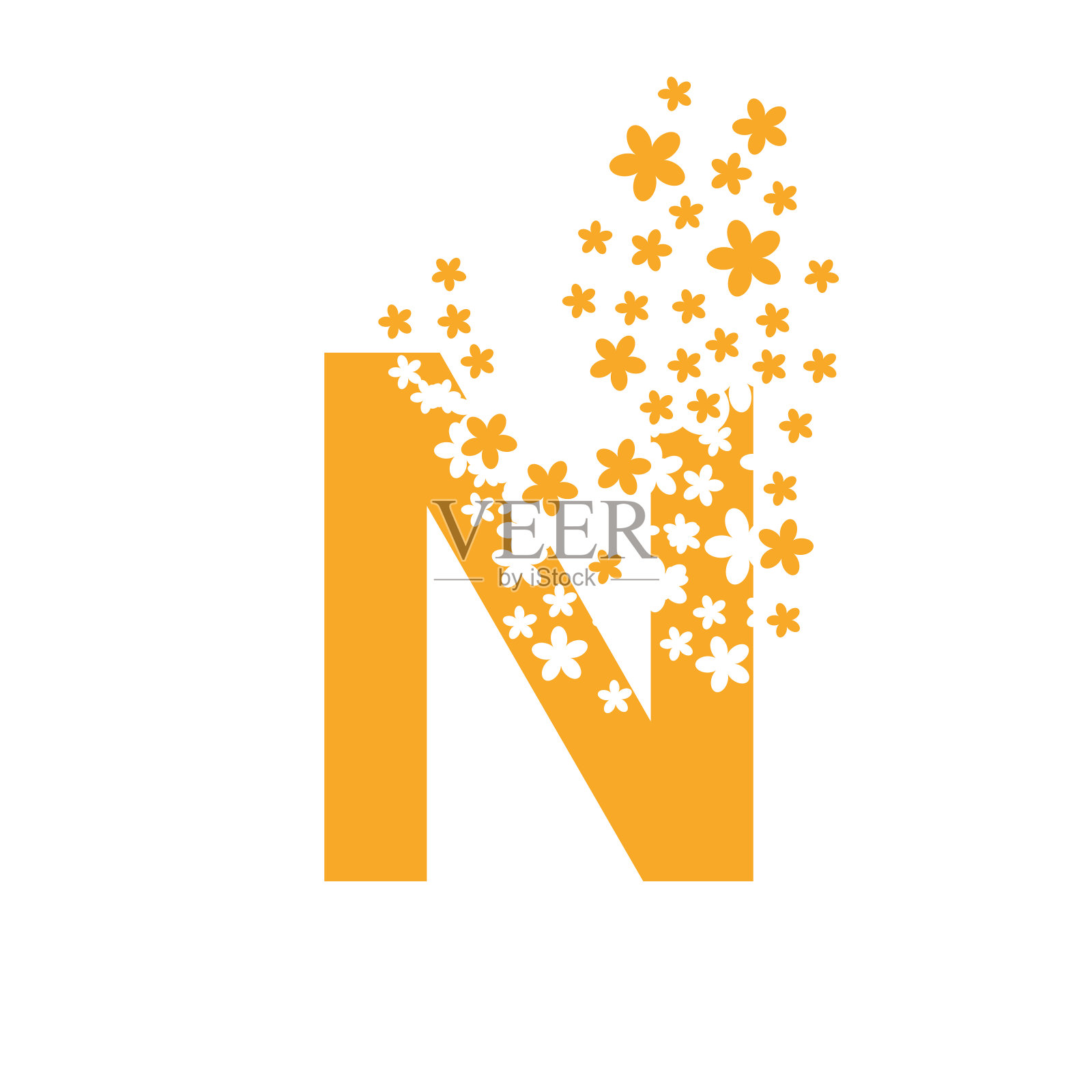 字母N融化成一朵花云设计元素图片