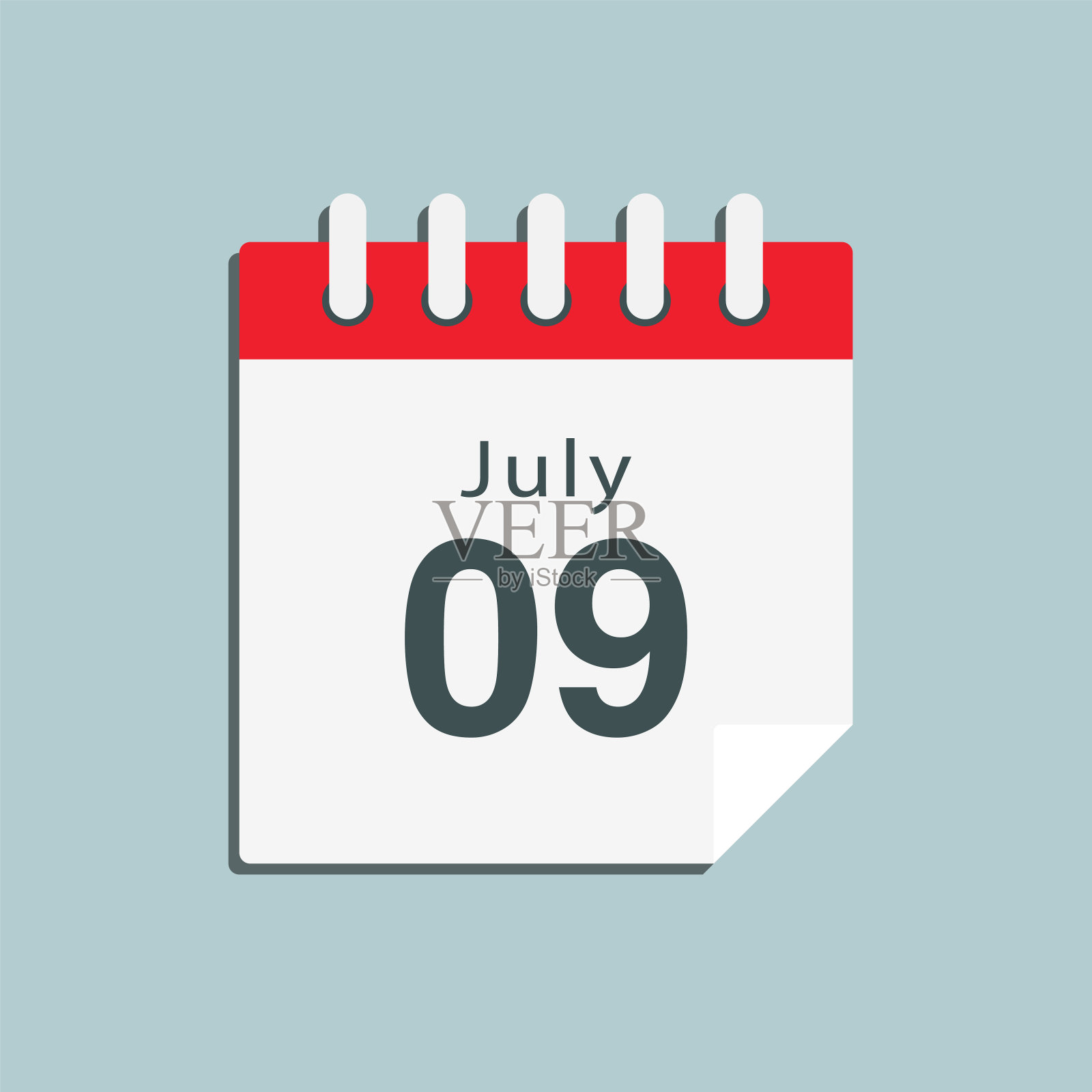 图标日日期7月9日，模板日历页插画图片素材