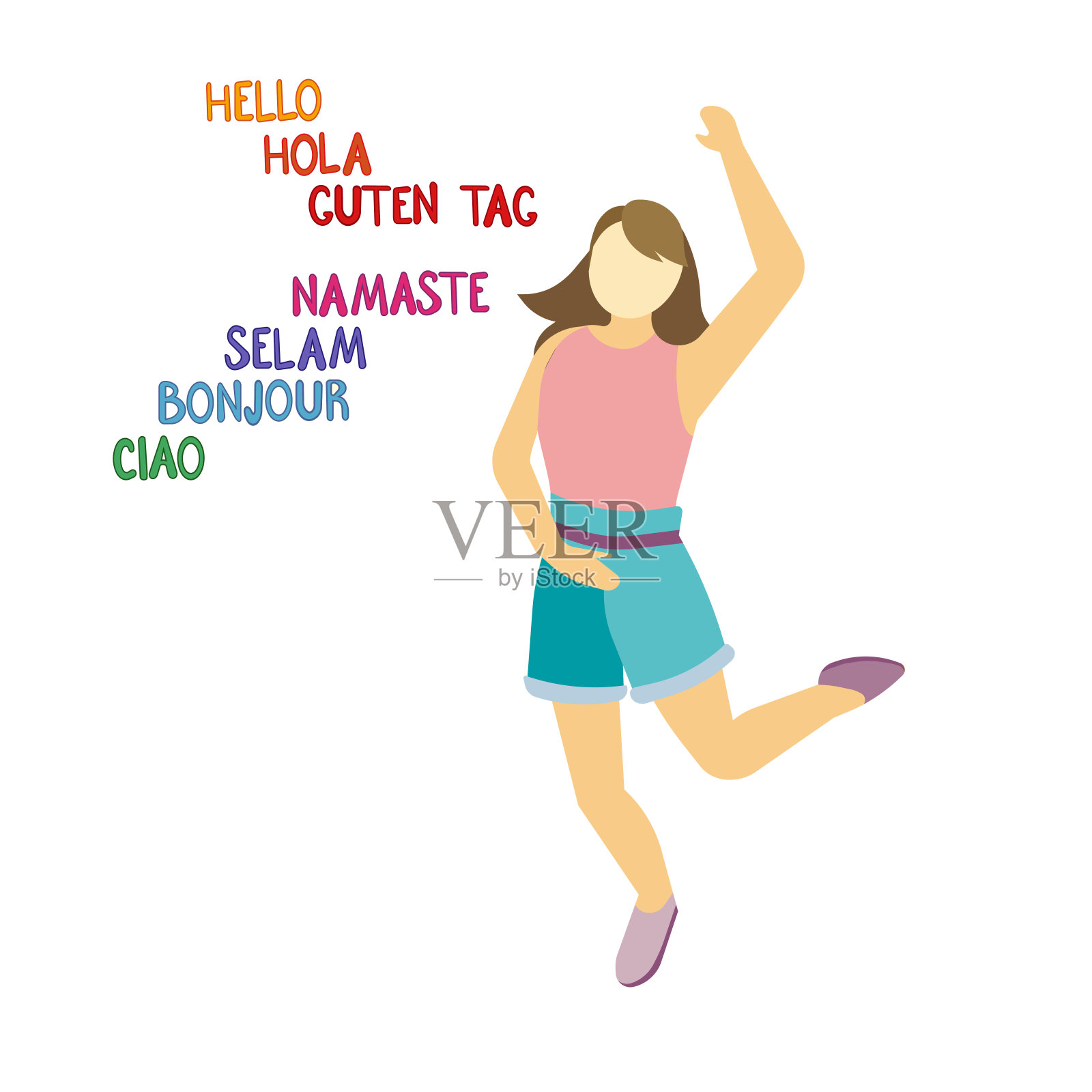 不同语言的问候语插画图片素材