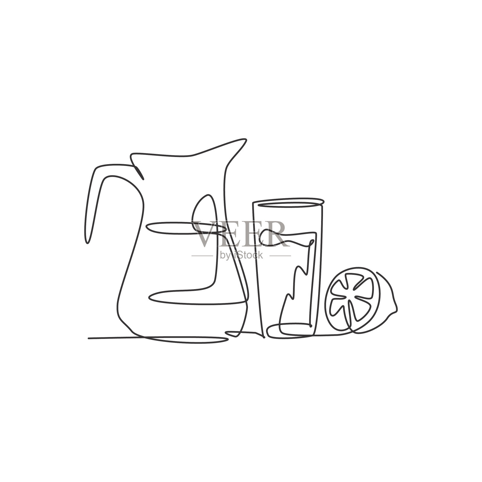 单幅连续线条画清新风格化设计元素图片